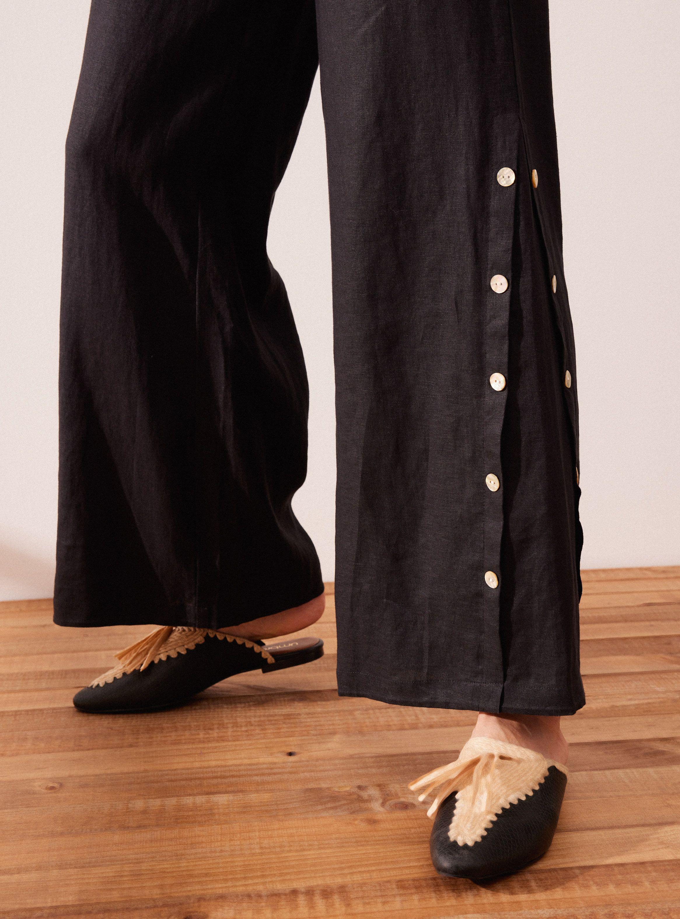 Pantalón Abotonadura Lateral Lino-3