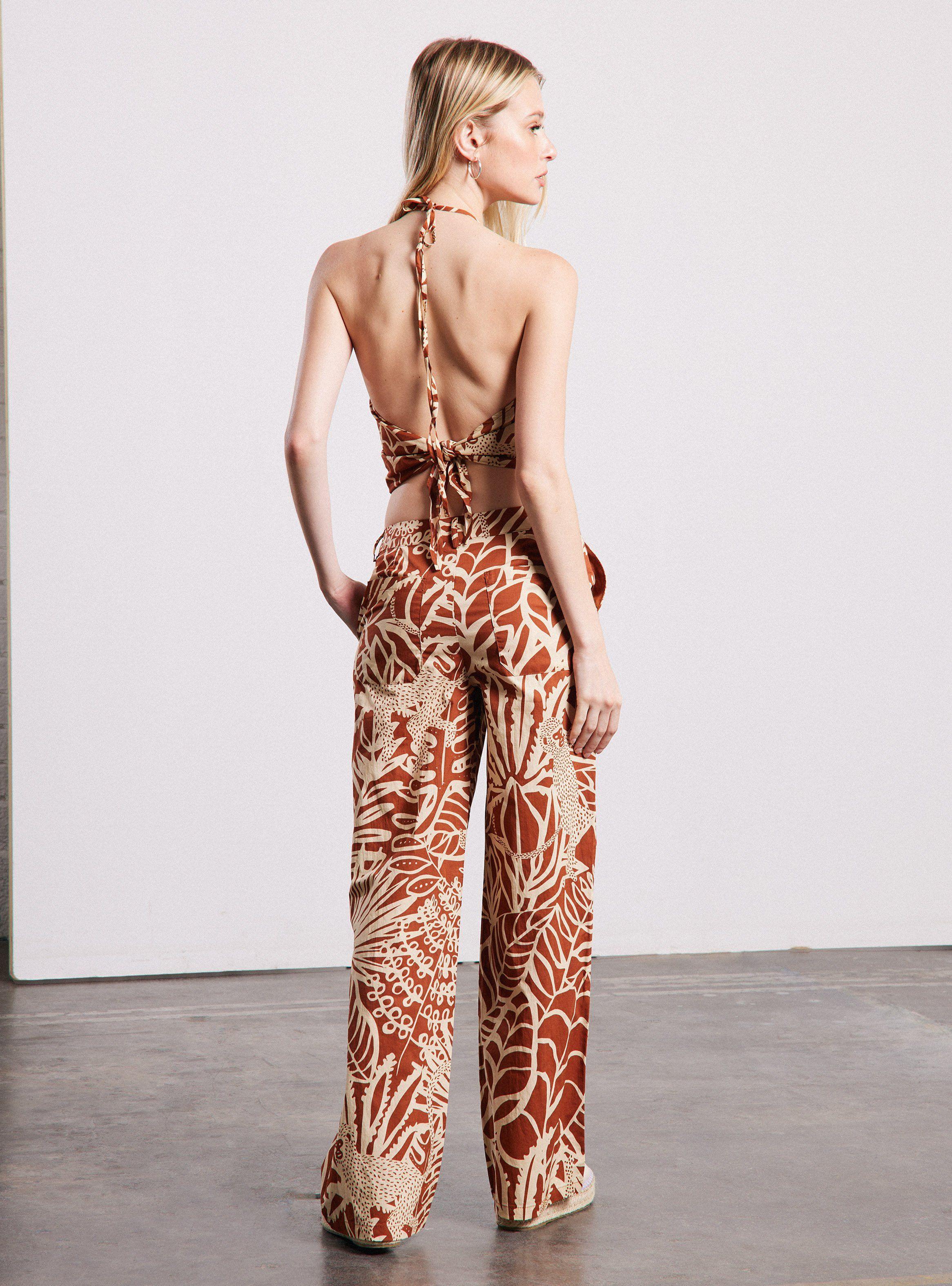 Blusa sin Espalda con Nudo Full Print-5