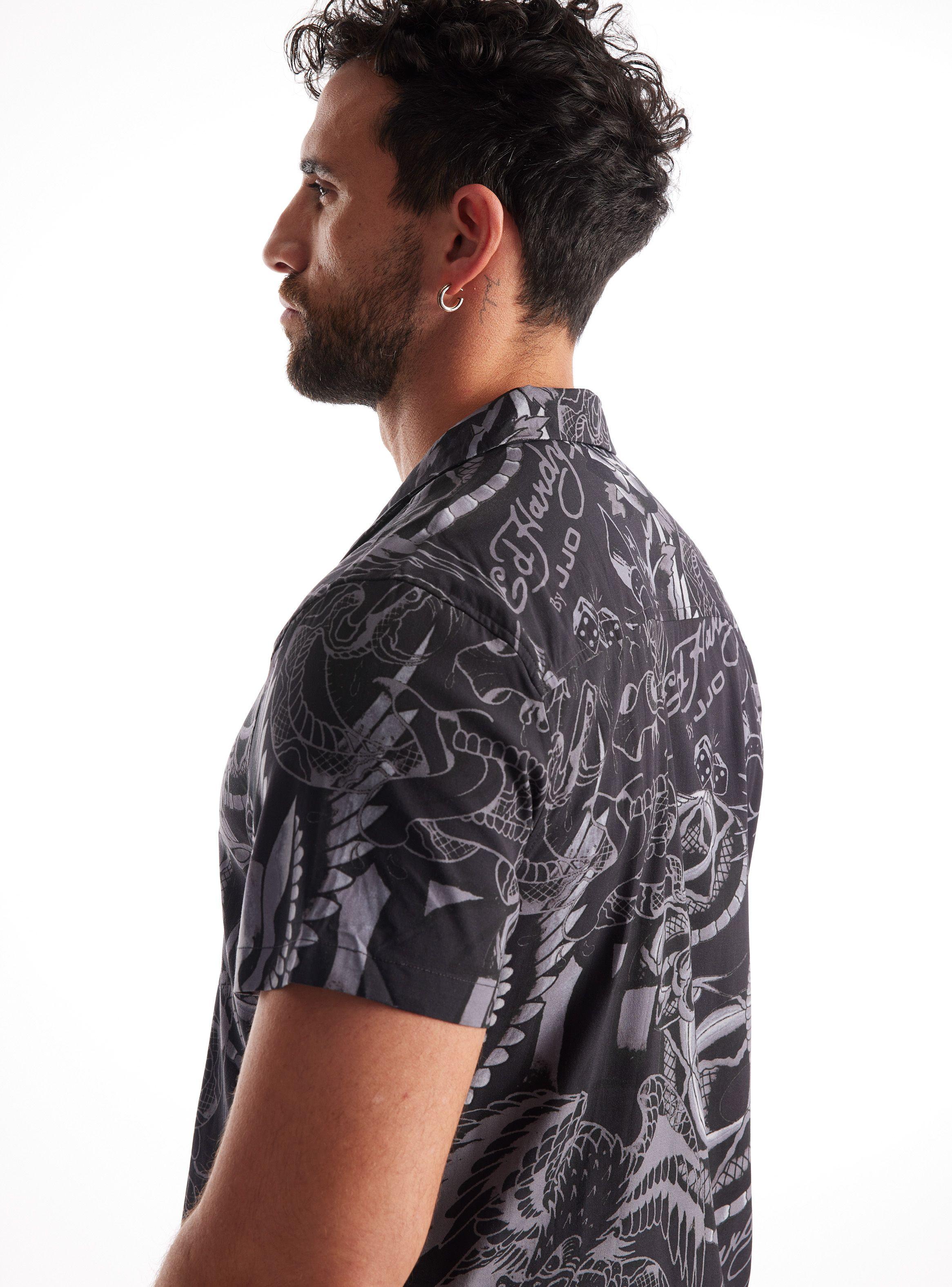 Camisa Guayabera Ed Hardy Cuello Resort Estampada-3