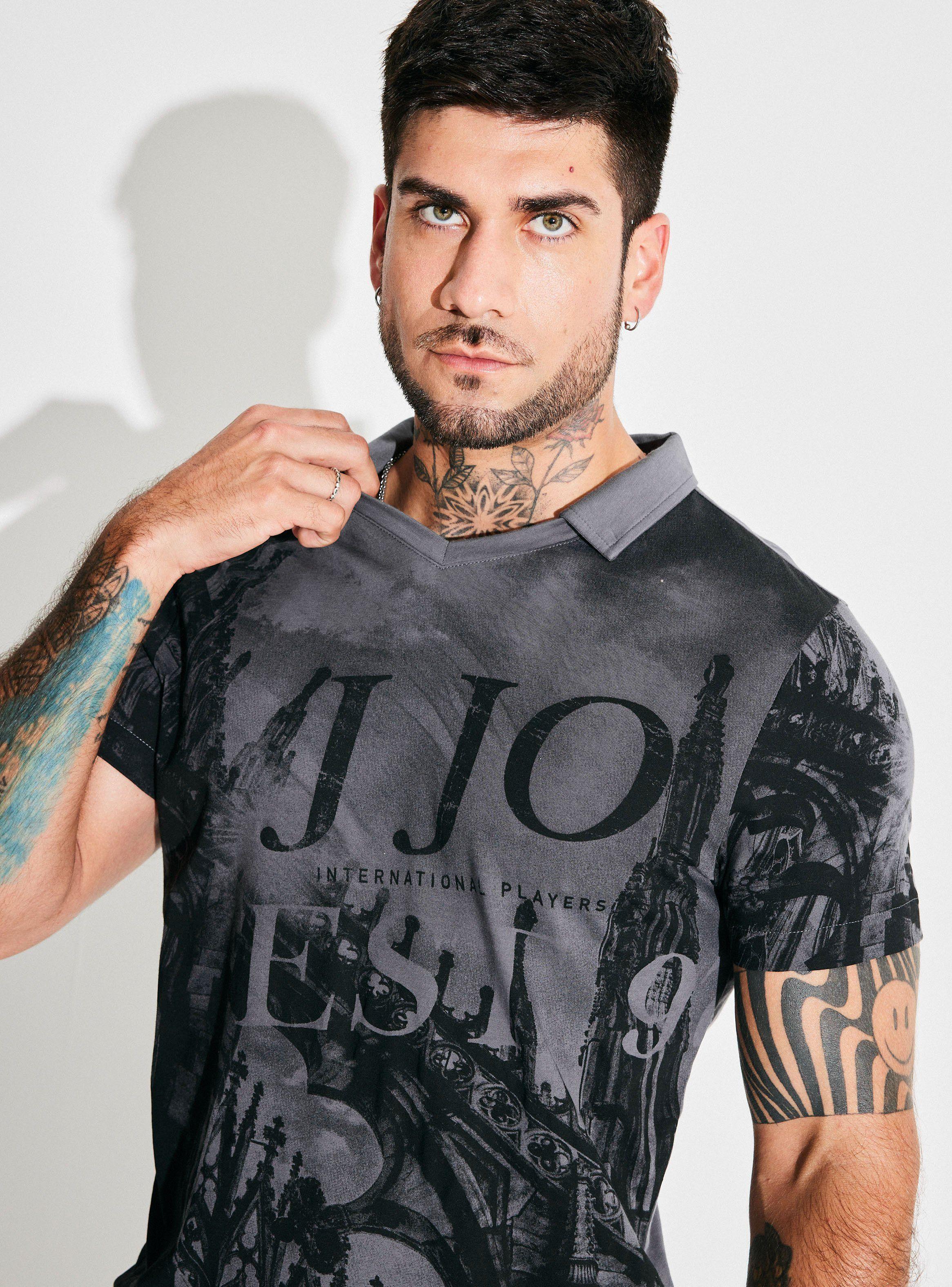 Polera Cuello Polo Full Print Delantero Mangas-2