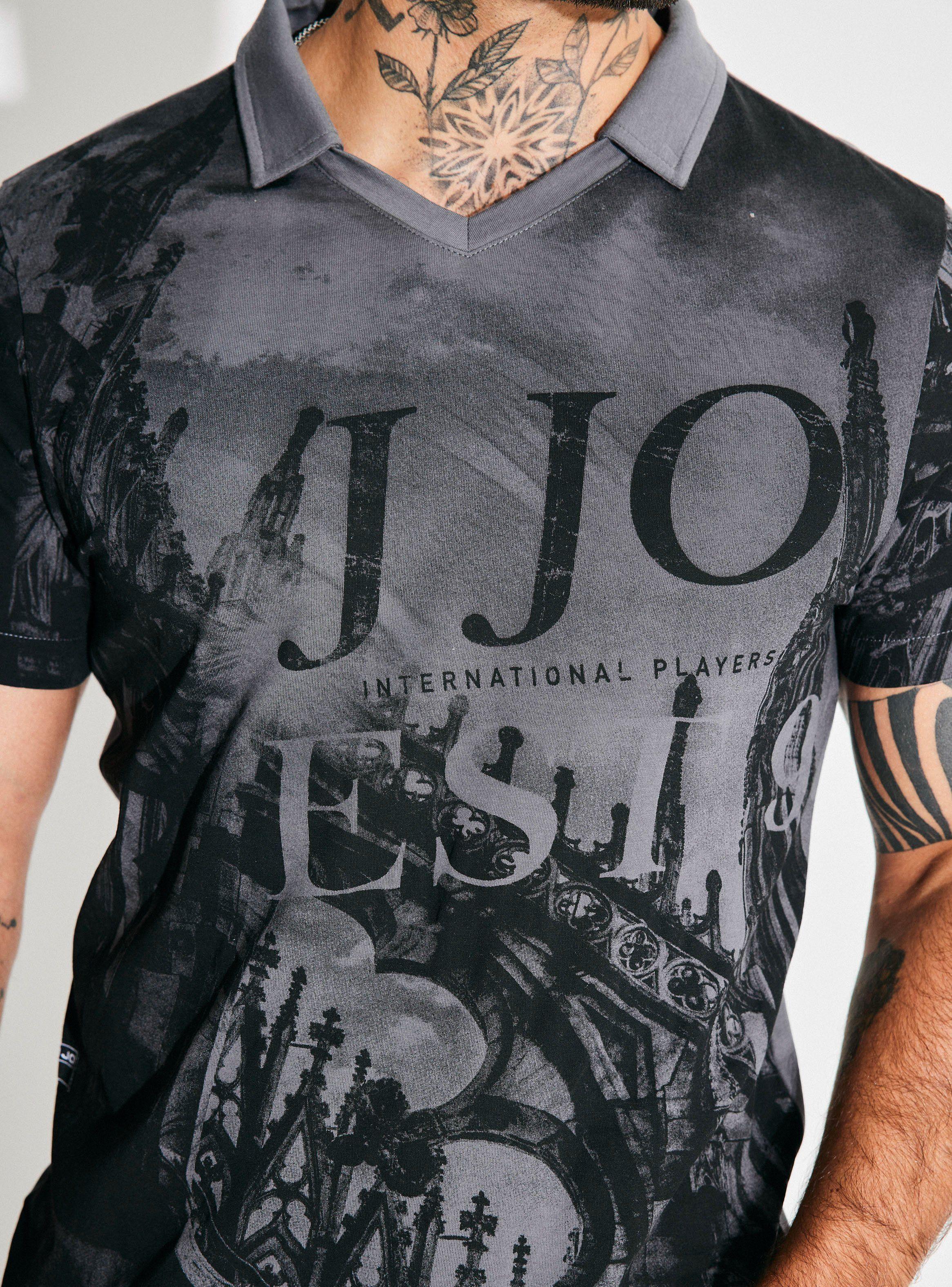 Polera Cuello Polo Full Print Delantero Mangas-3