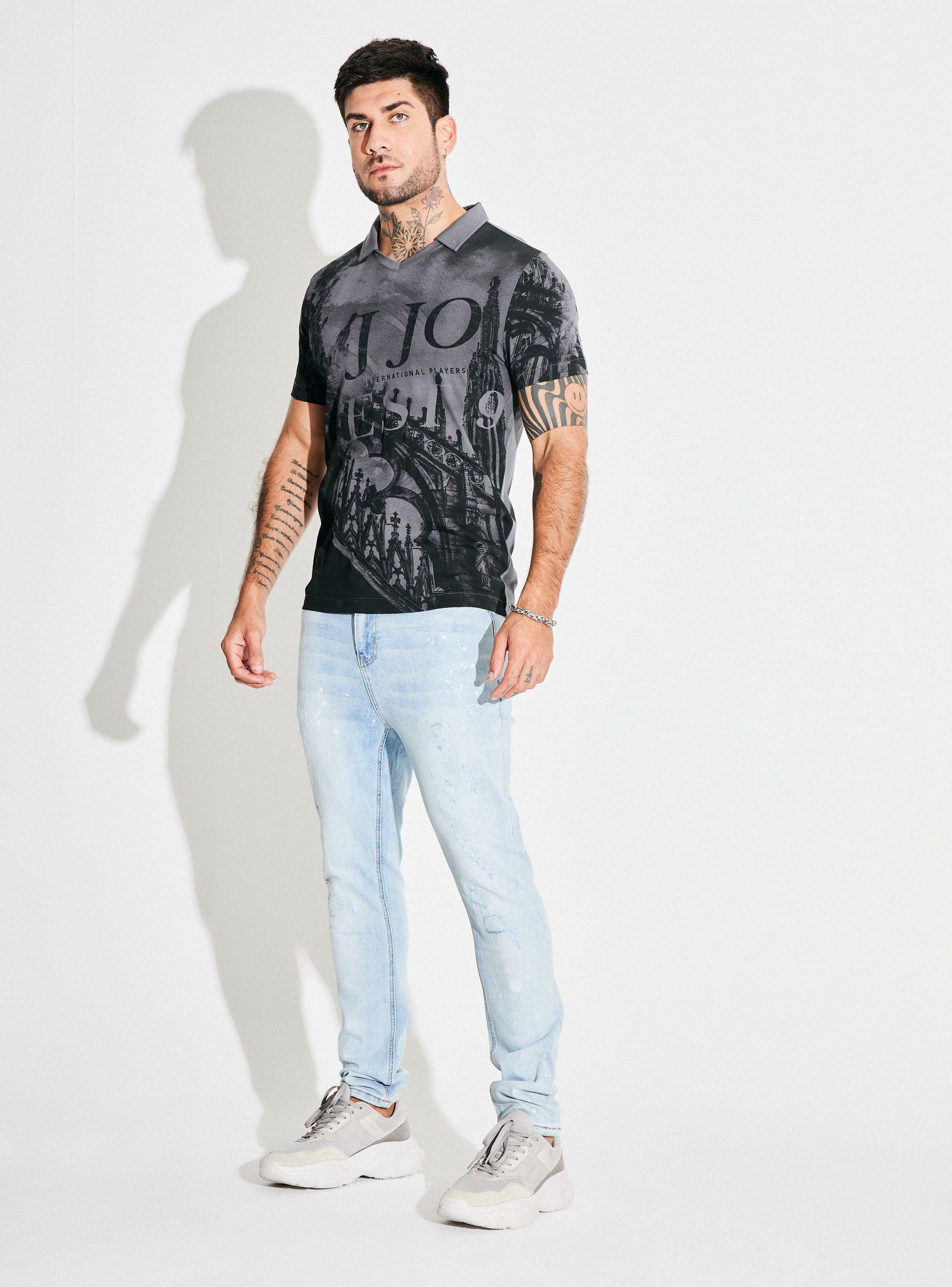 Polera Cuello Polo Full Print Delantero Mangas-4