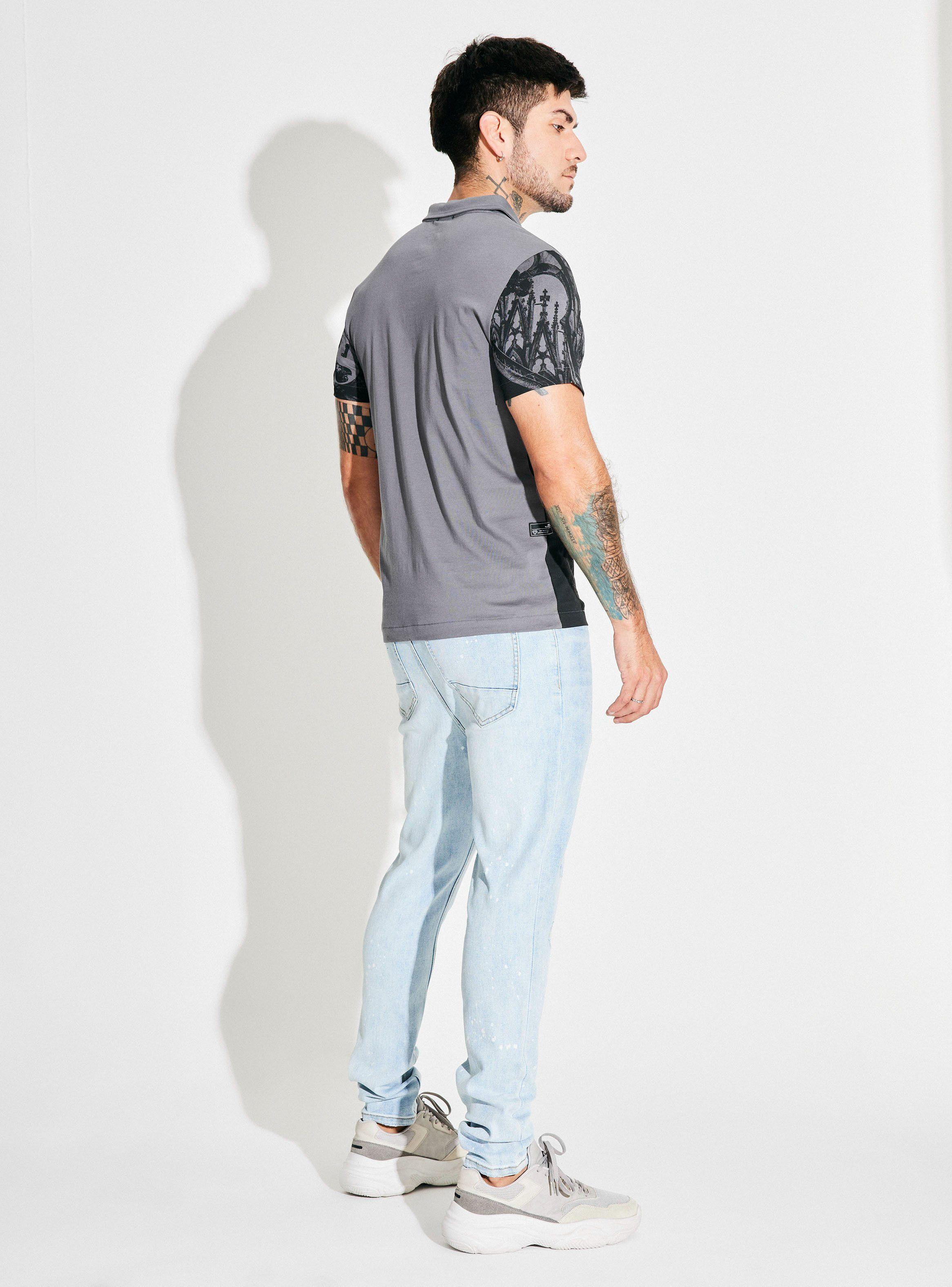 Polera Cuello Polo Full Print Delantero Mangas-5