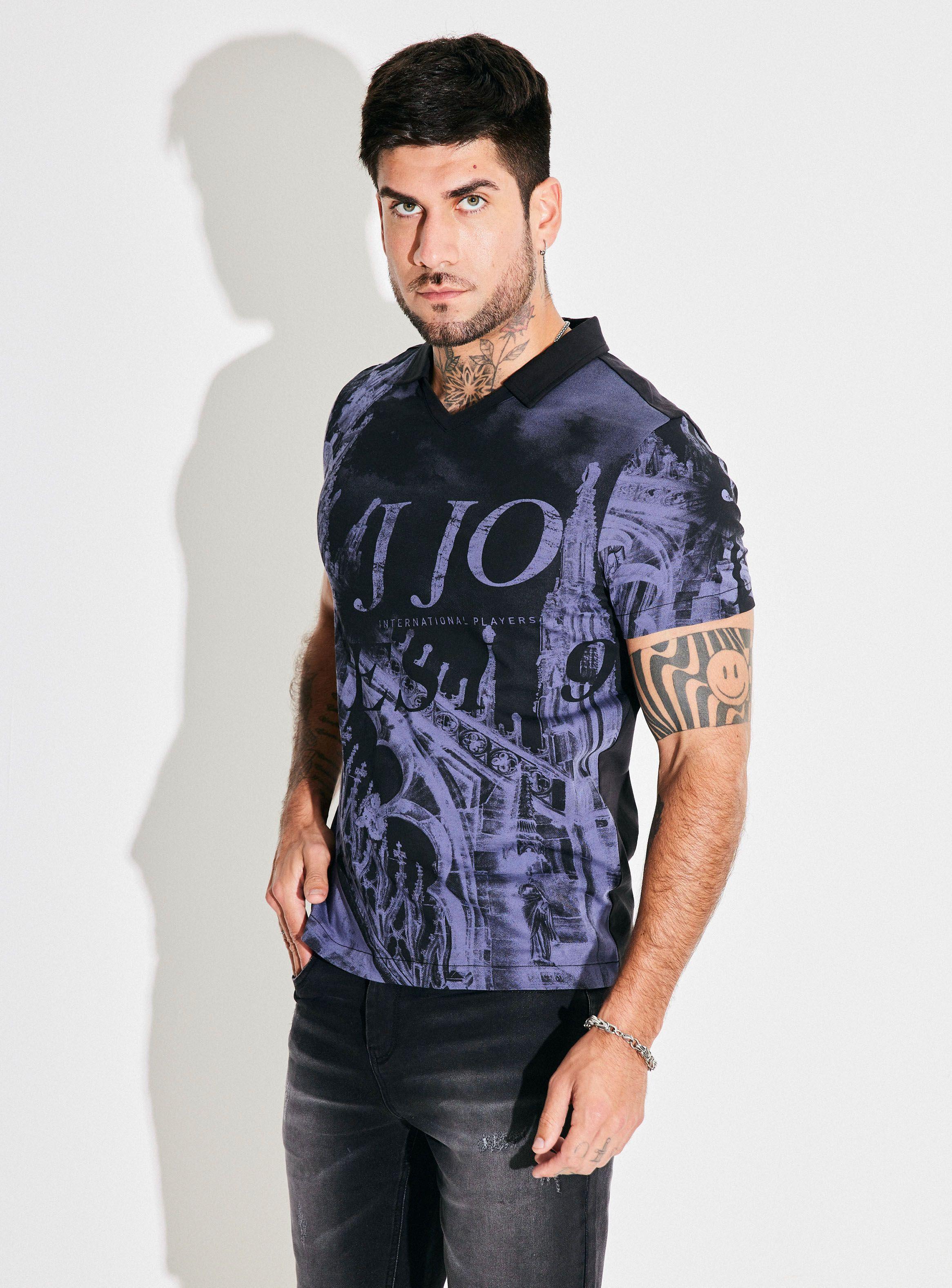 Polera Cuello Polo Full Print Delantero Mangas-0