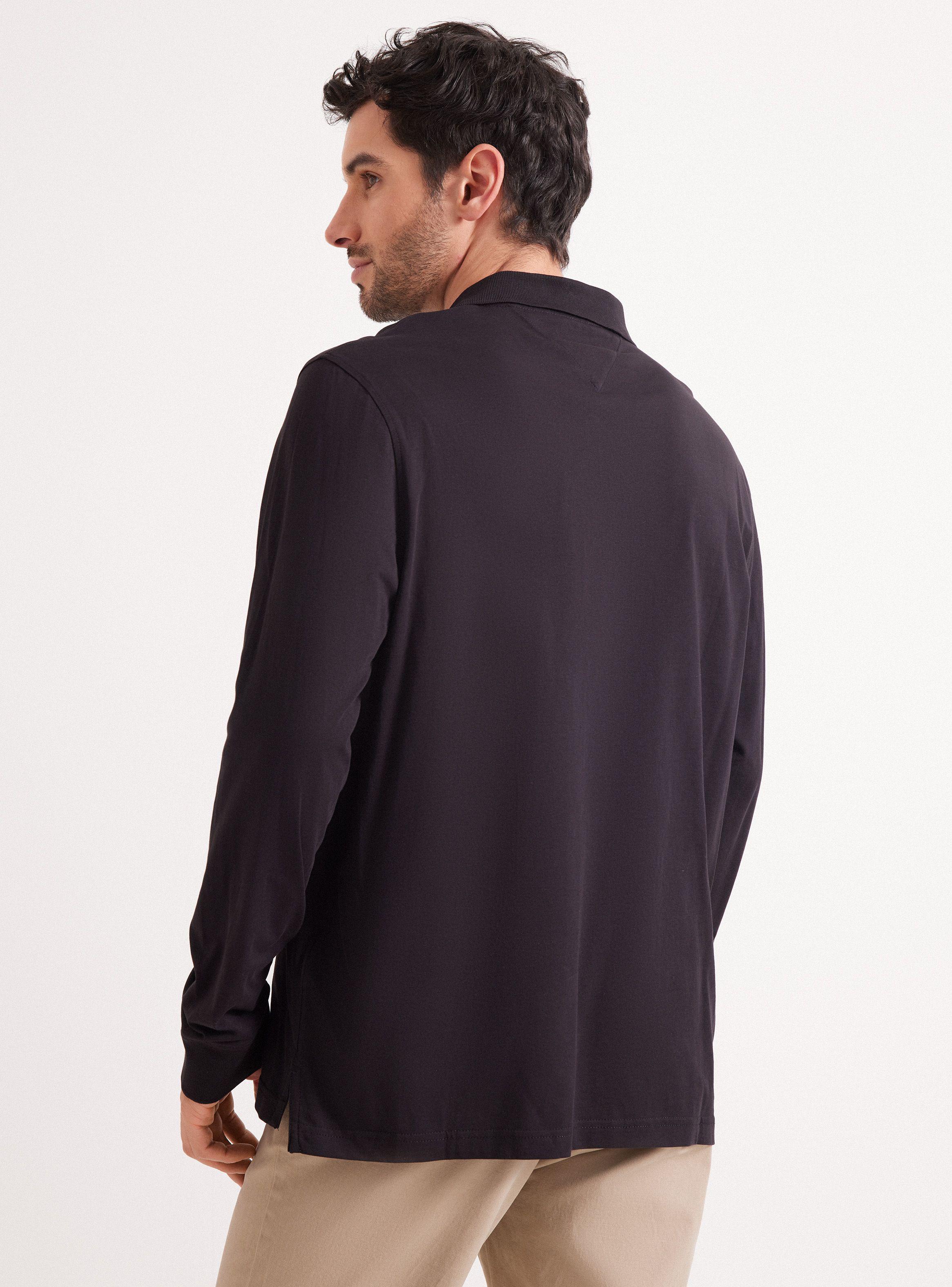 Polera ML Cuello Polo Unicolor Print Logo-1