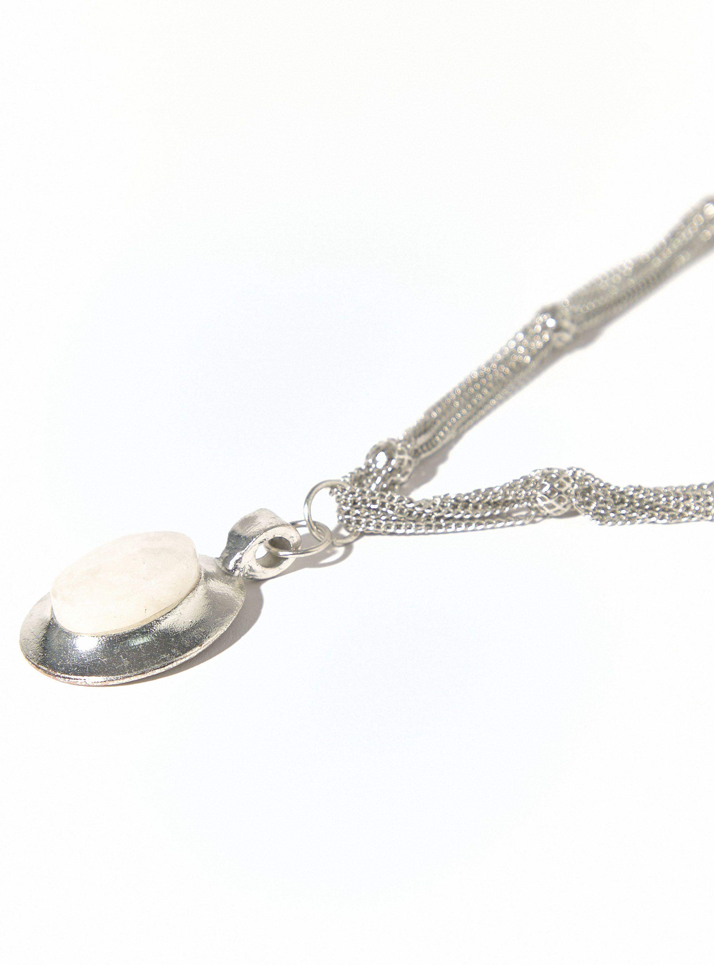 Collar Cadenas Metal con Dije de Piedra-3