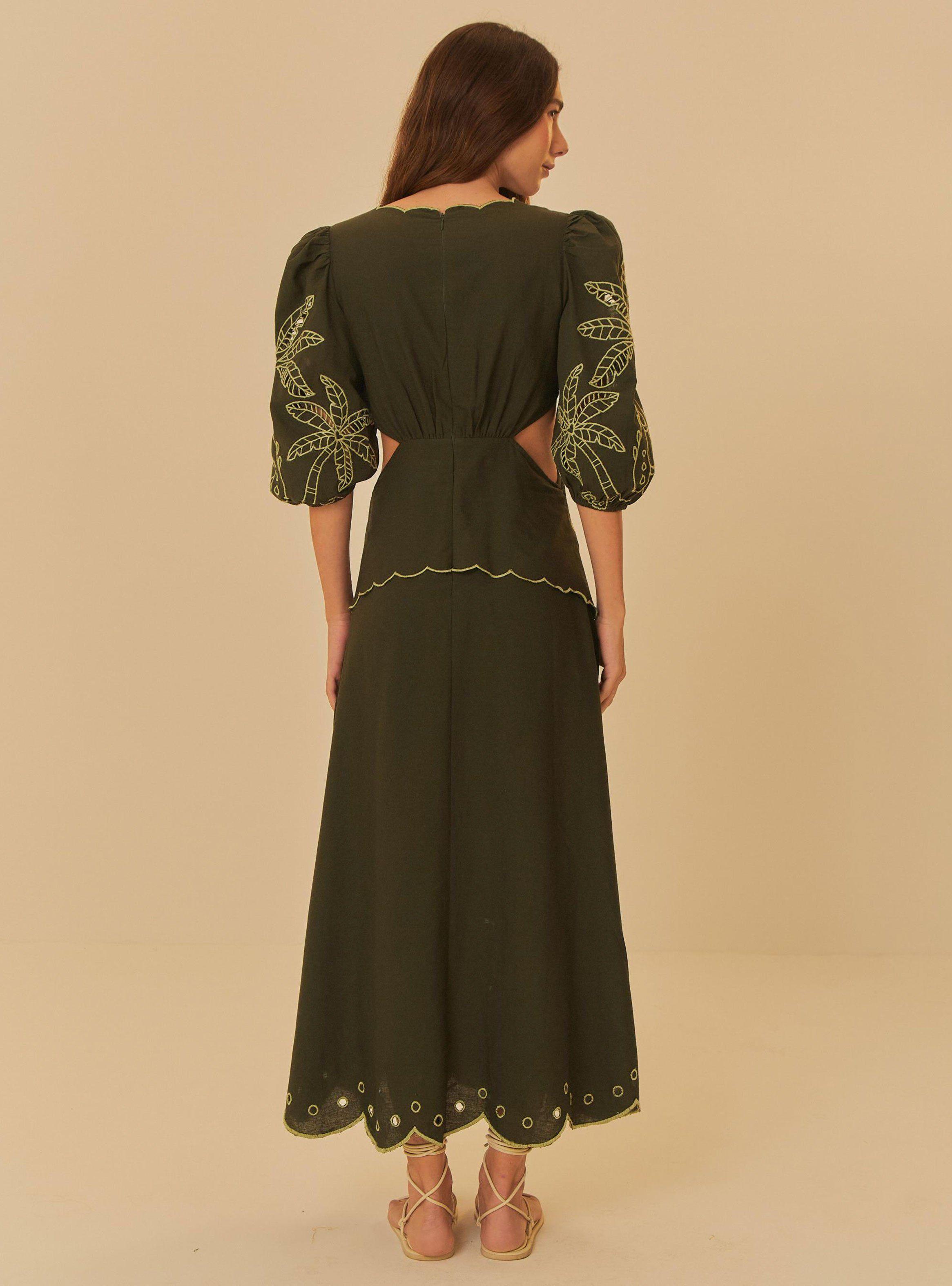 Vestido Larga Manga Abullonada con Aperturas-1