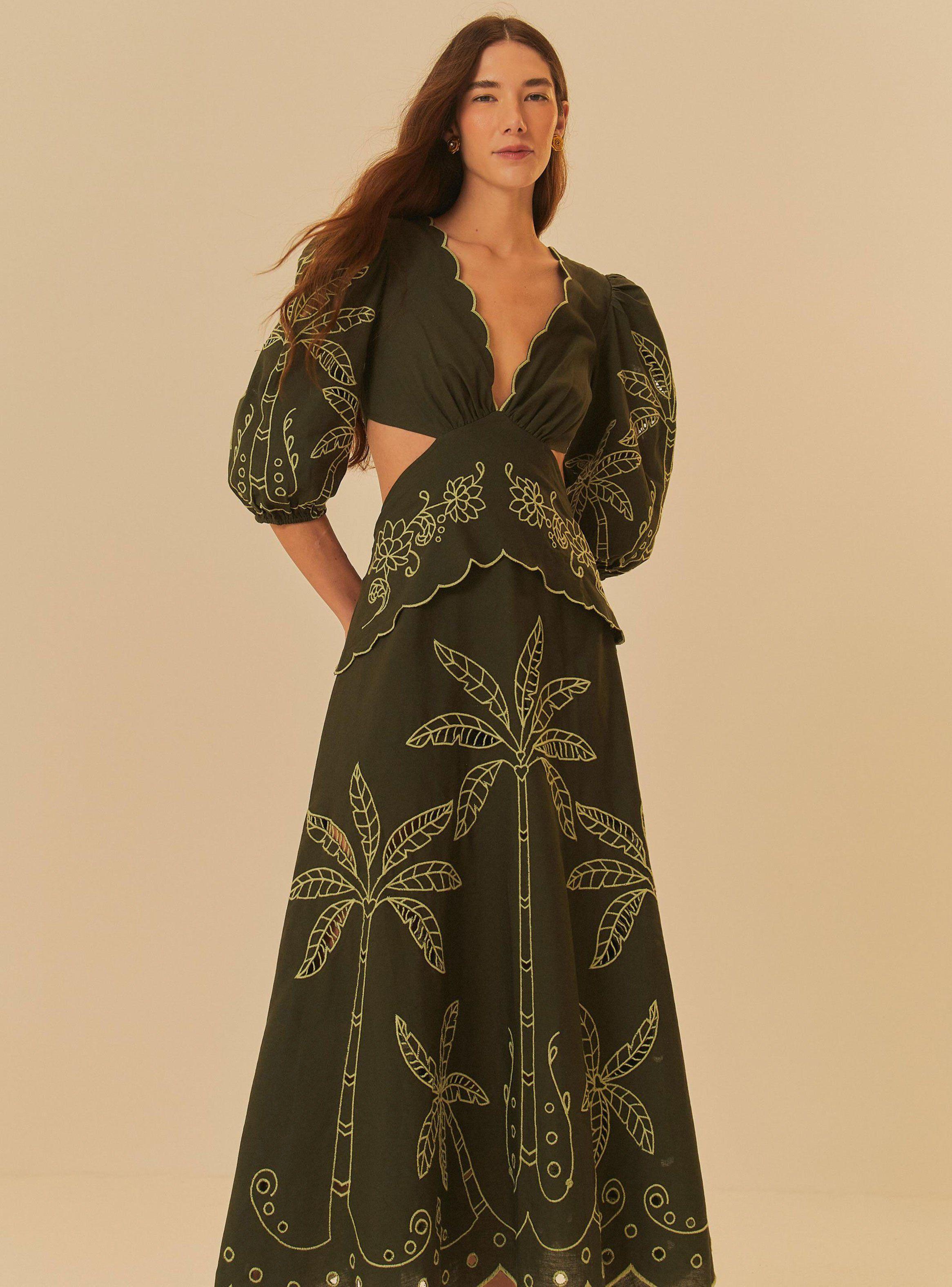 Vestido Larga Manga Abullonada con Aperturas-2