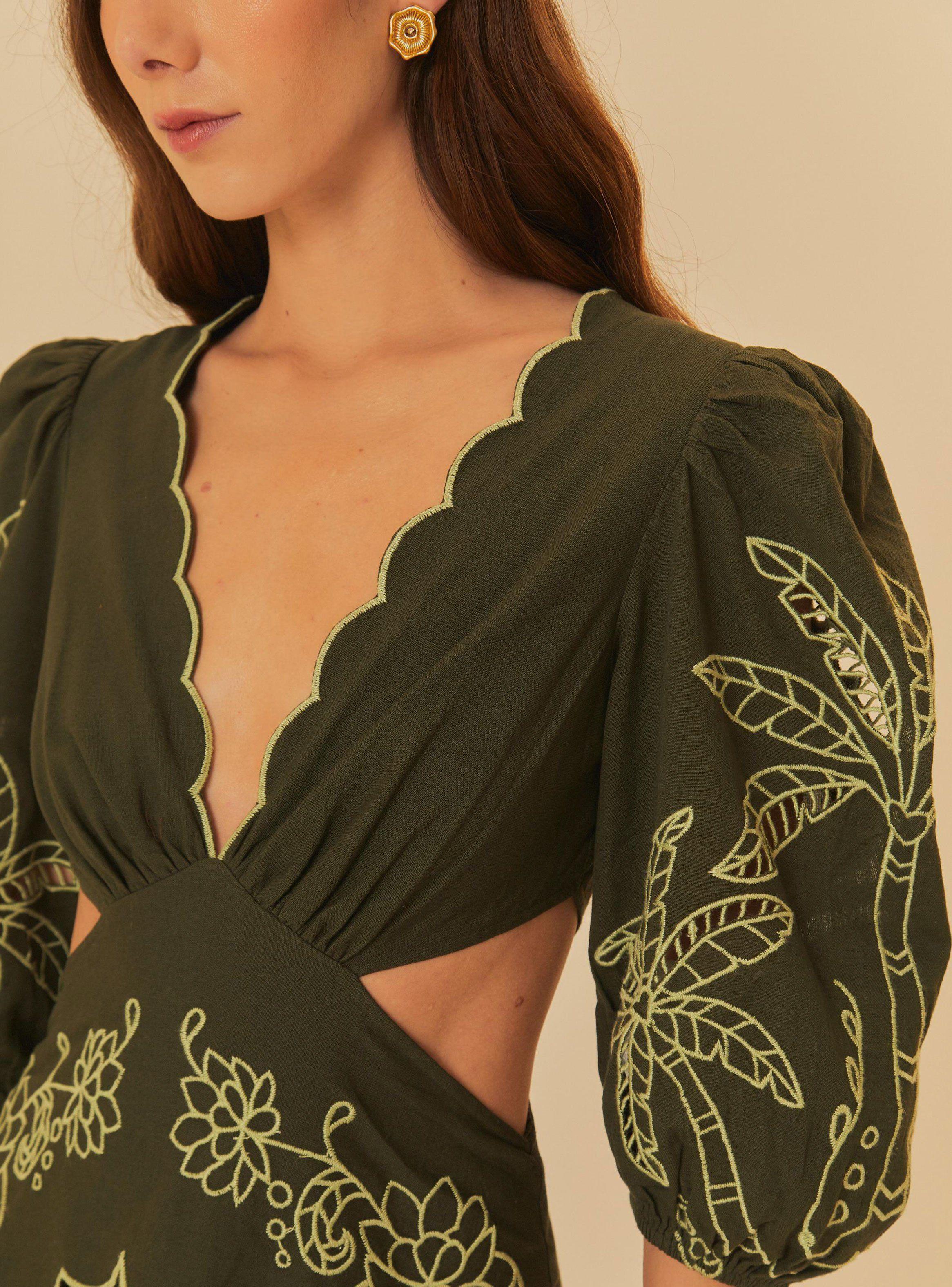 Vestido Larga Manga Abullonada con Aperturas-3