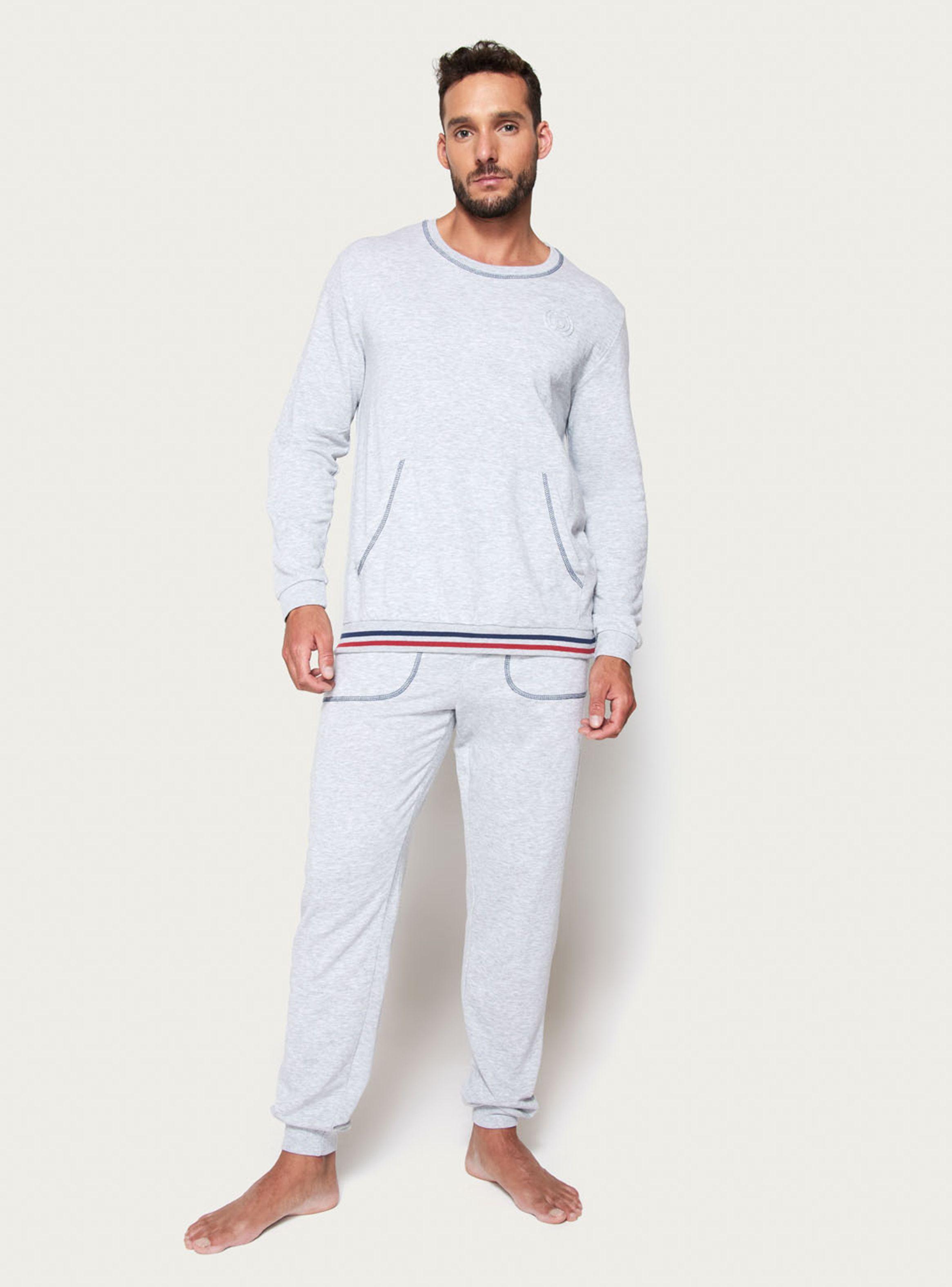 Pijama Largo Algodón French Gris-0