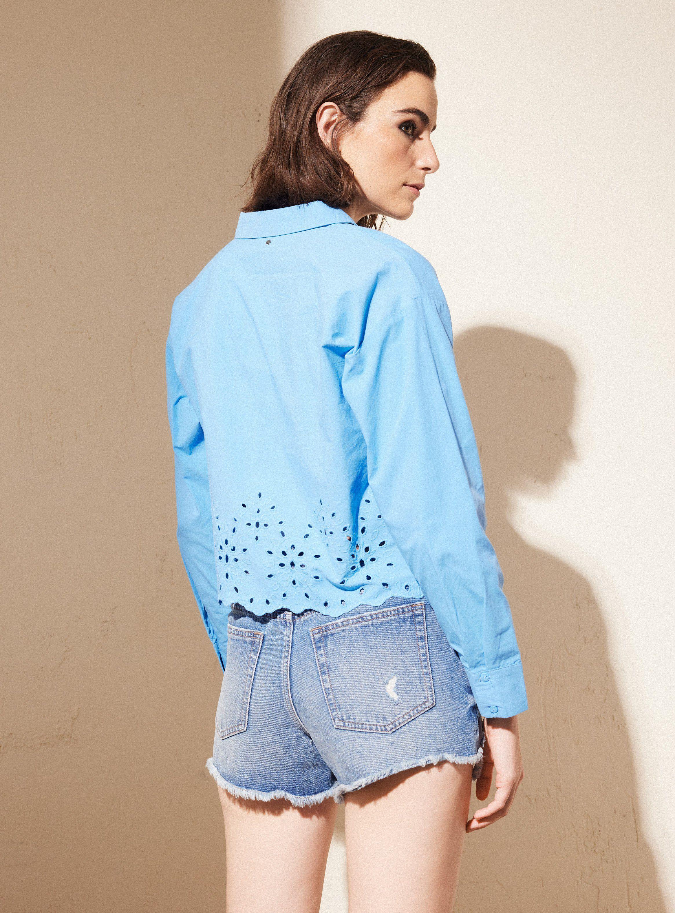 Short Denim con Roturas Tiro Medio-1