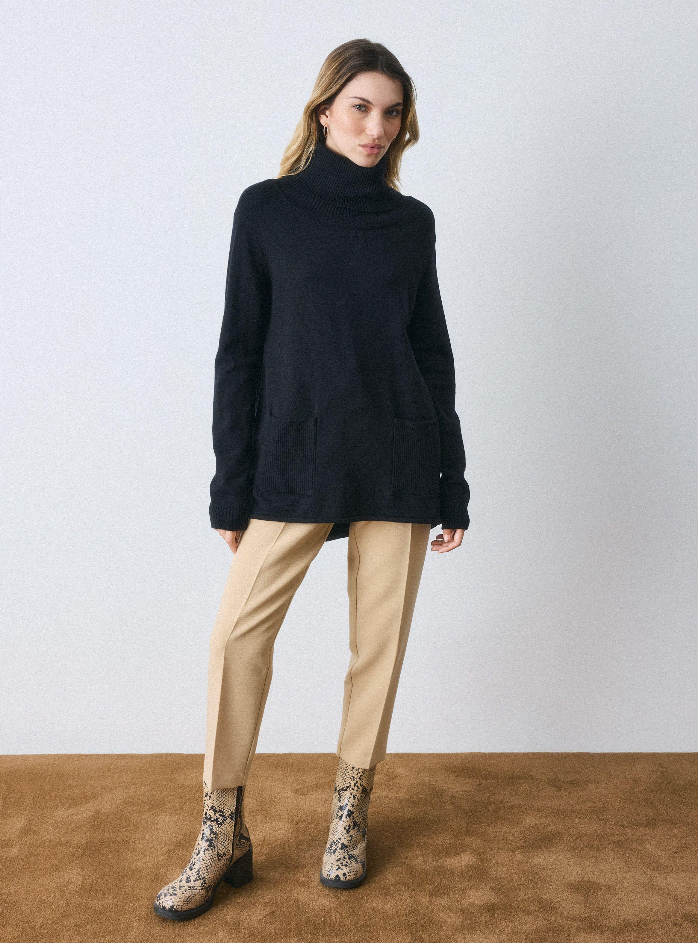 Sweater Cuello Alto con Bolsillos-4