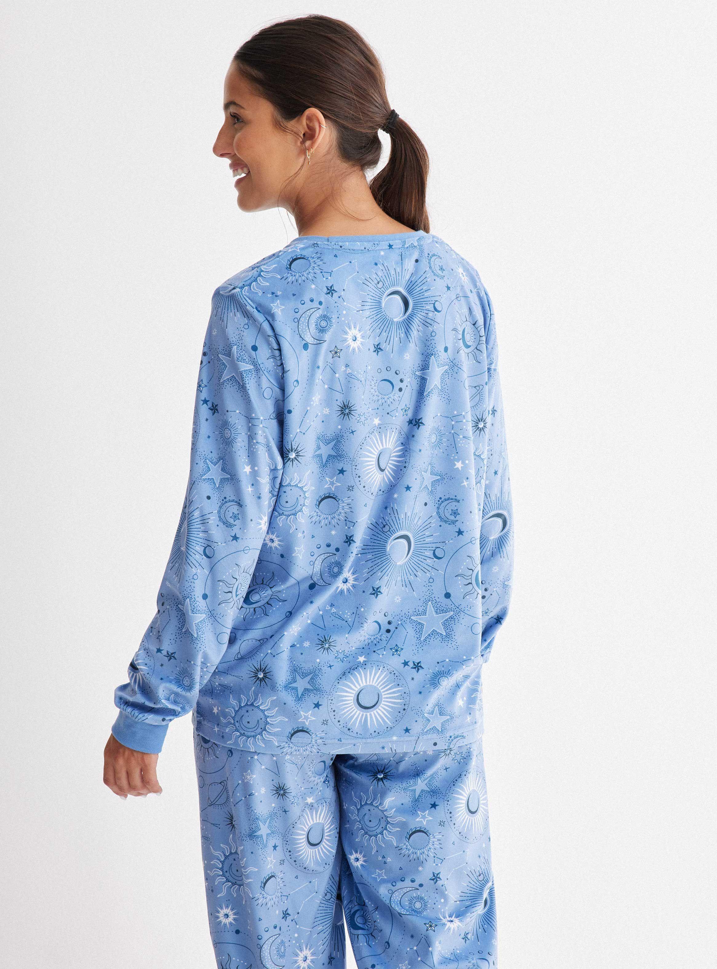 Pijamas Largo Full Print Tela Velour-1