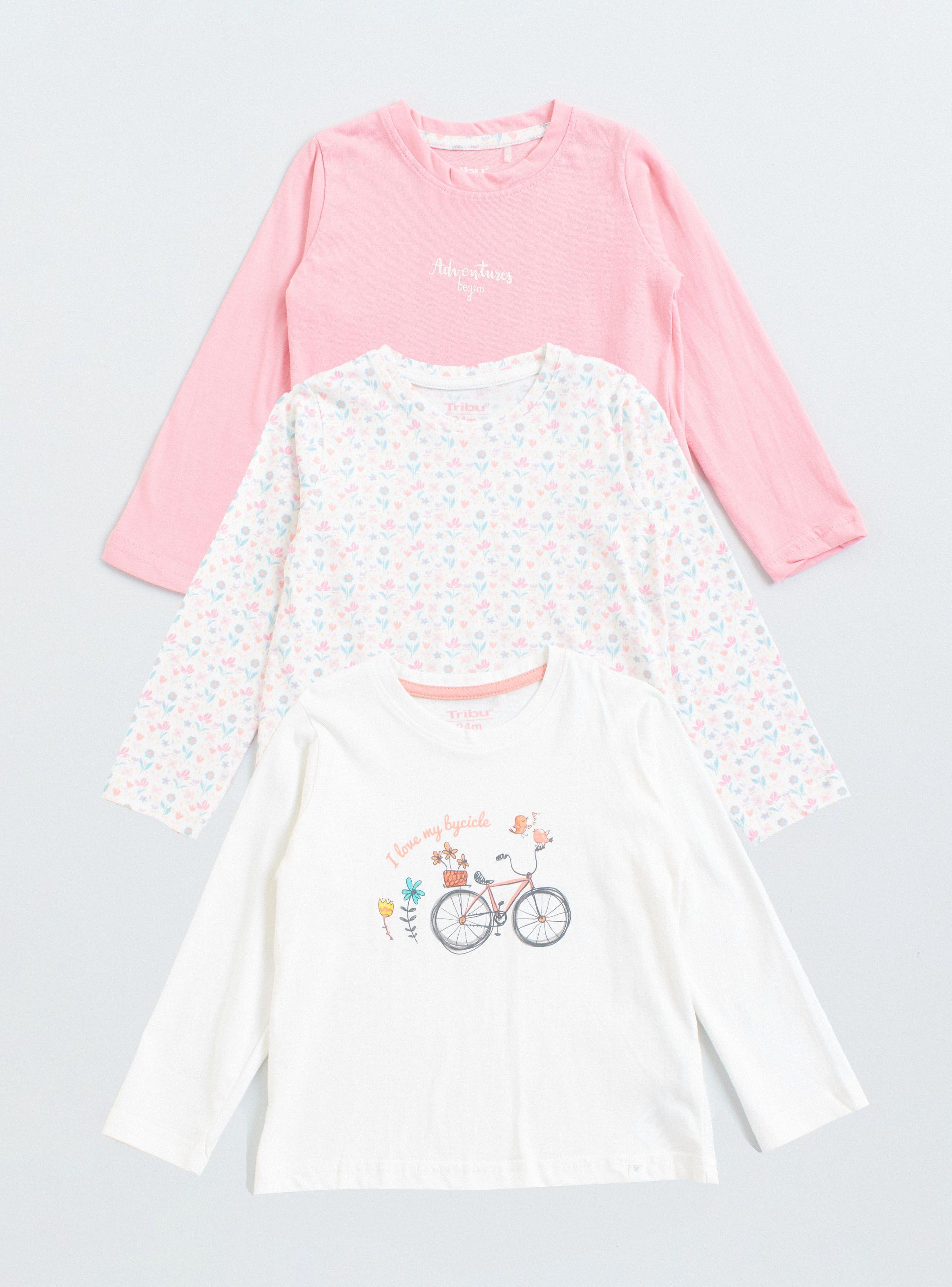 Tripack Poleras Cuello Redondo Niña-0