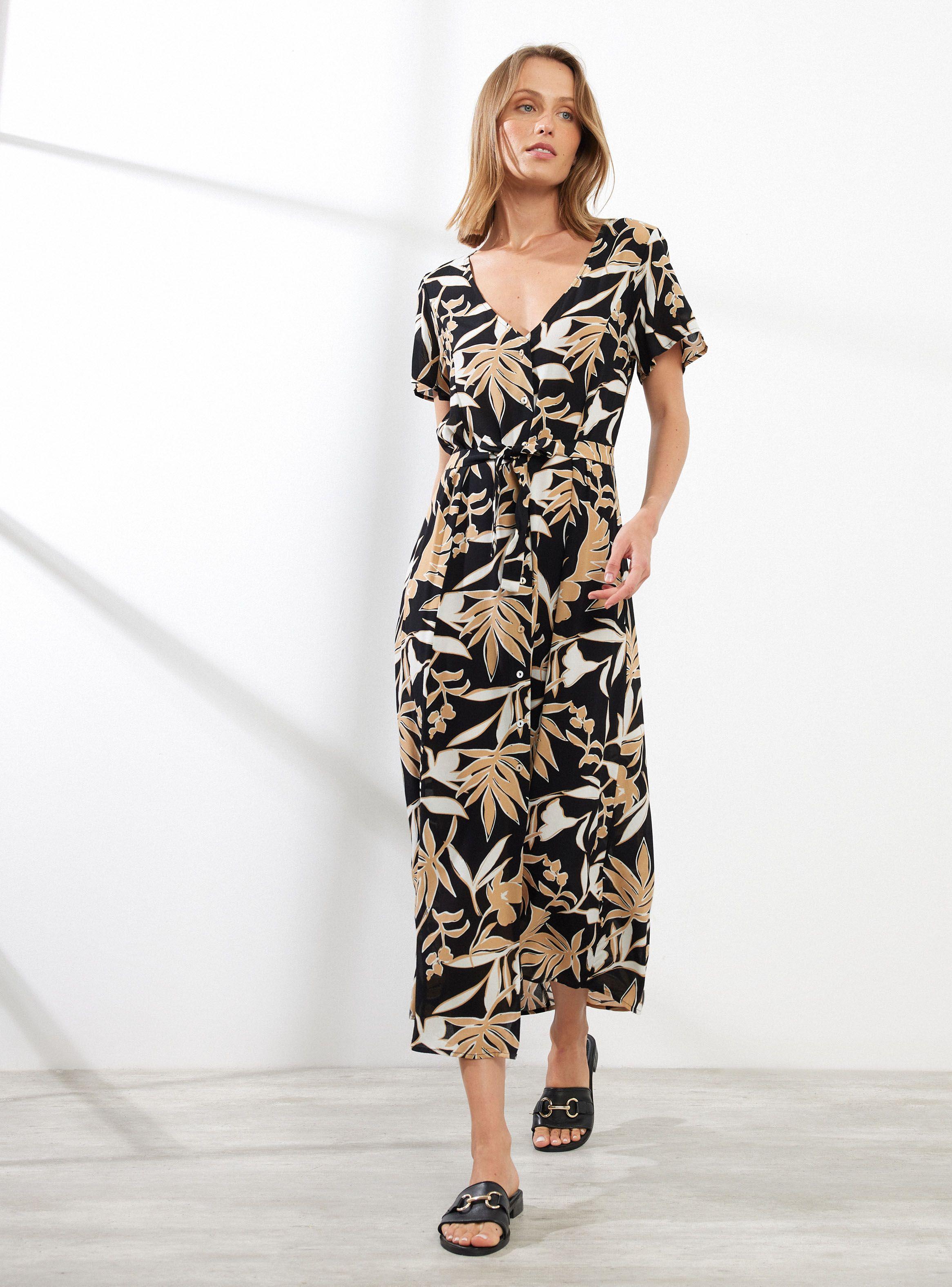 Vestido Estampado con Aberturas en Costado-4