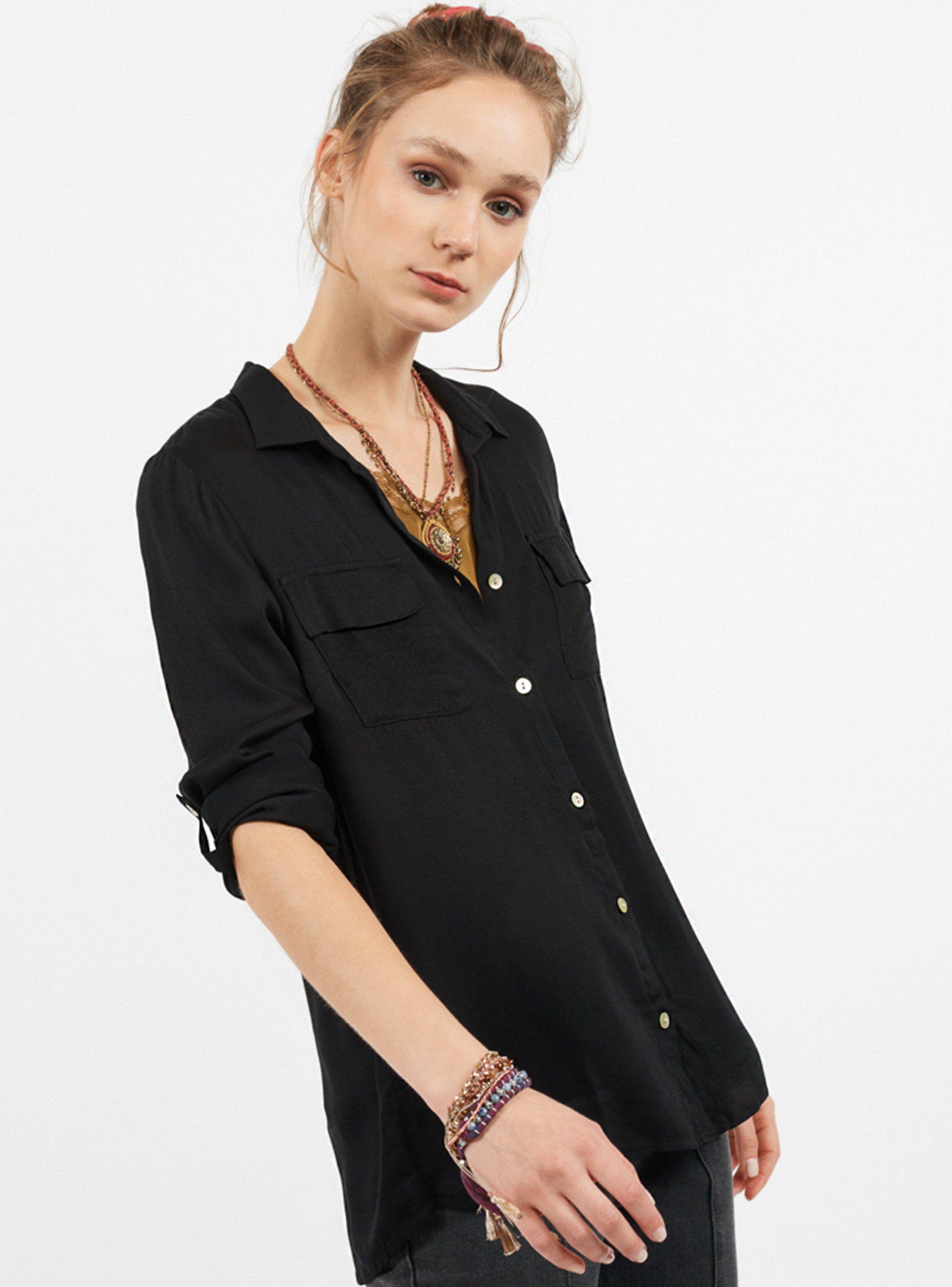 Blusa Satinada Botón Concha Perla-0