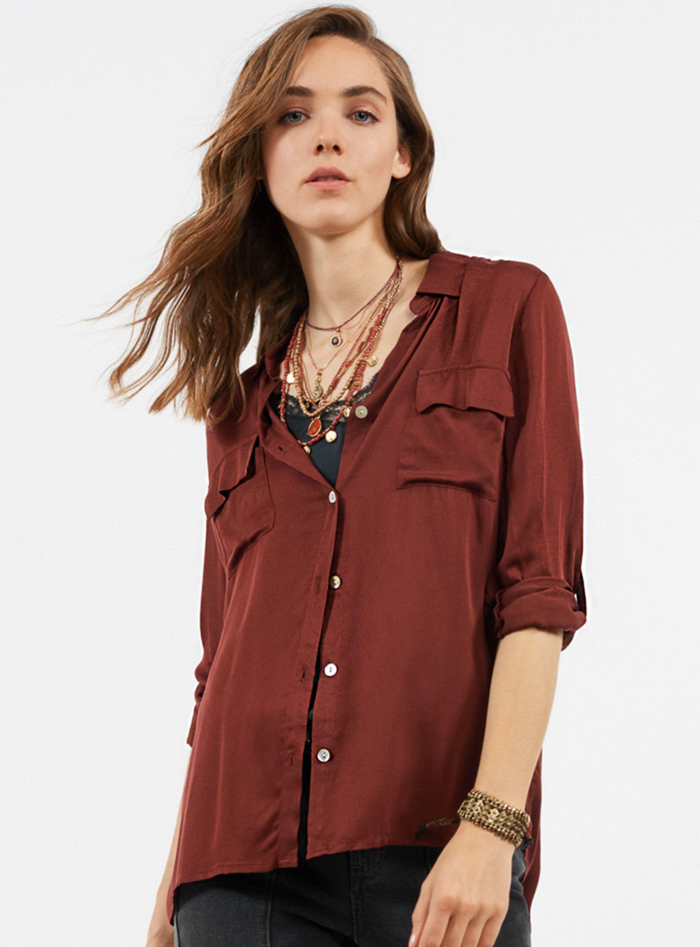 Blusa Satinada Botón Concha Perla-0
