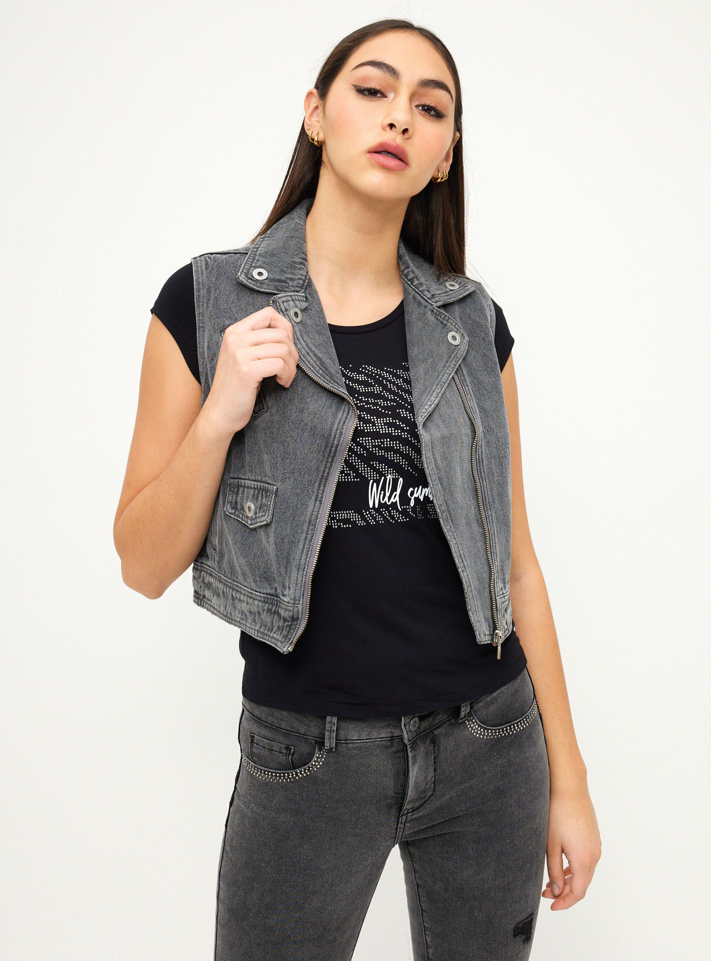 Chaqueta Crop Denim Sin Mangas-0