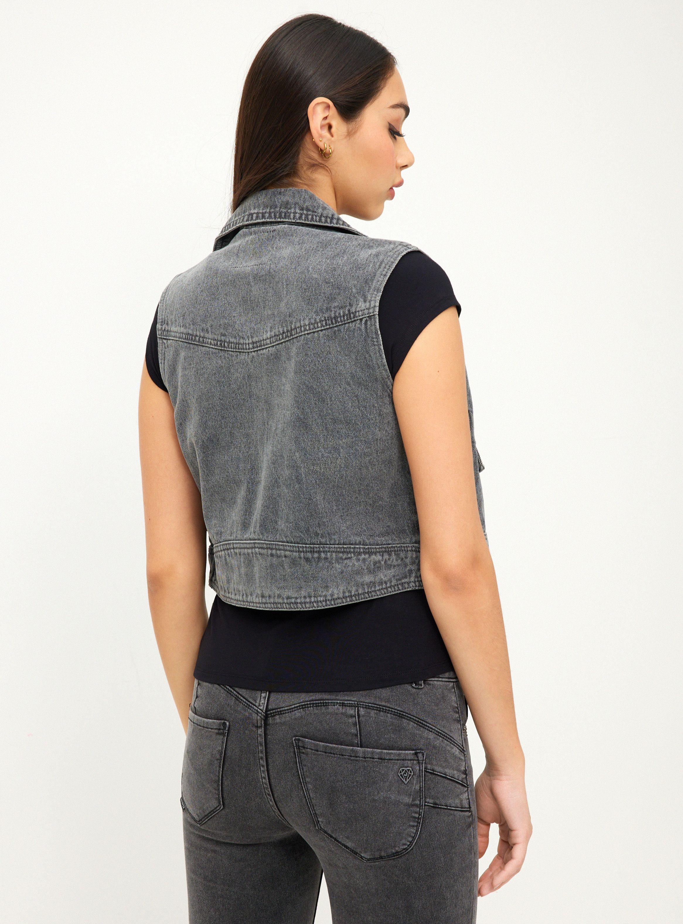 Chaqueta Crop Denim Sin Mangas-1