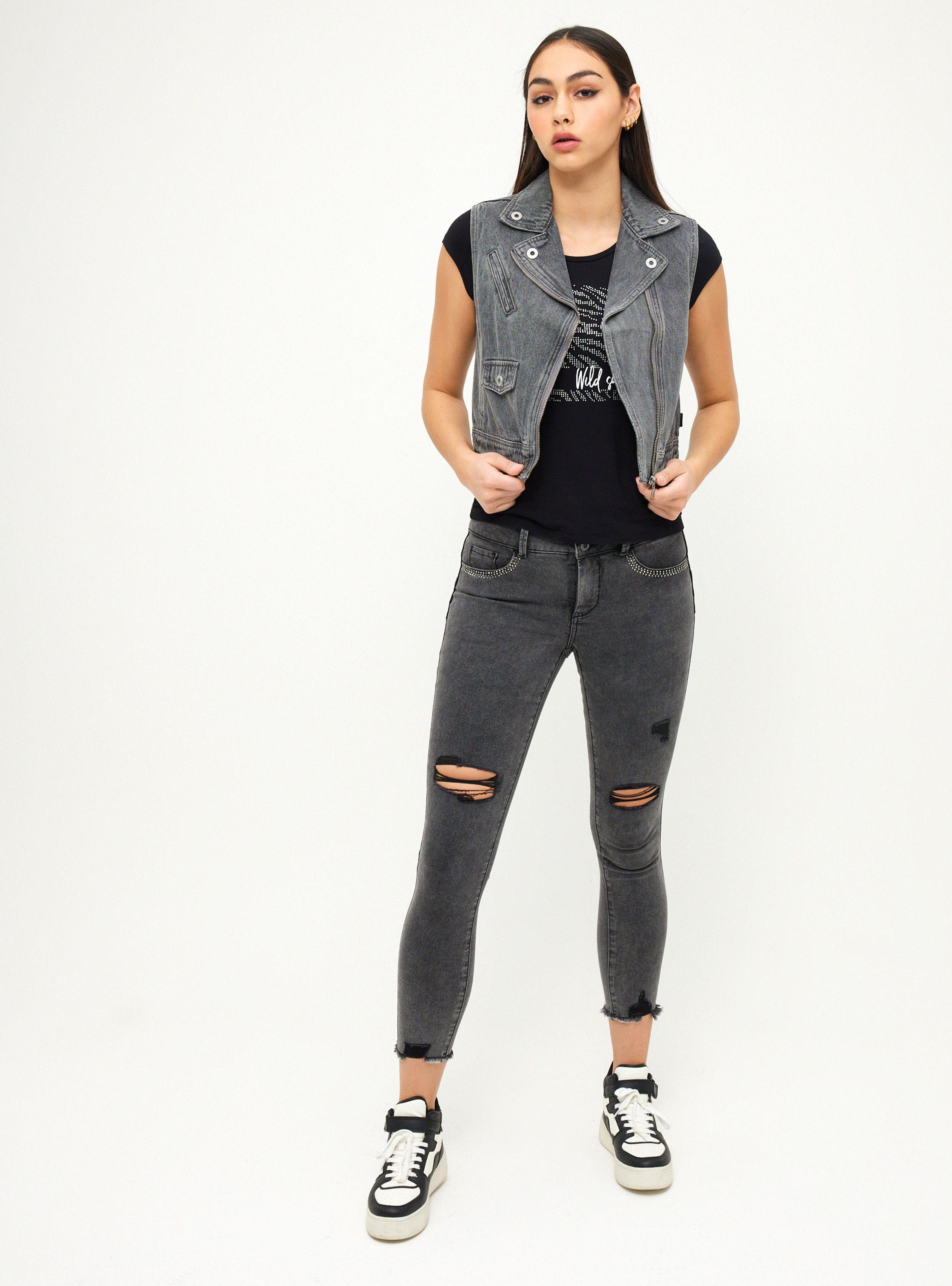 Chaqueta Crop Denim Sin Mangas-3