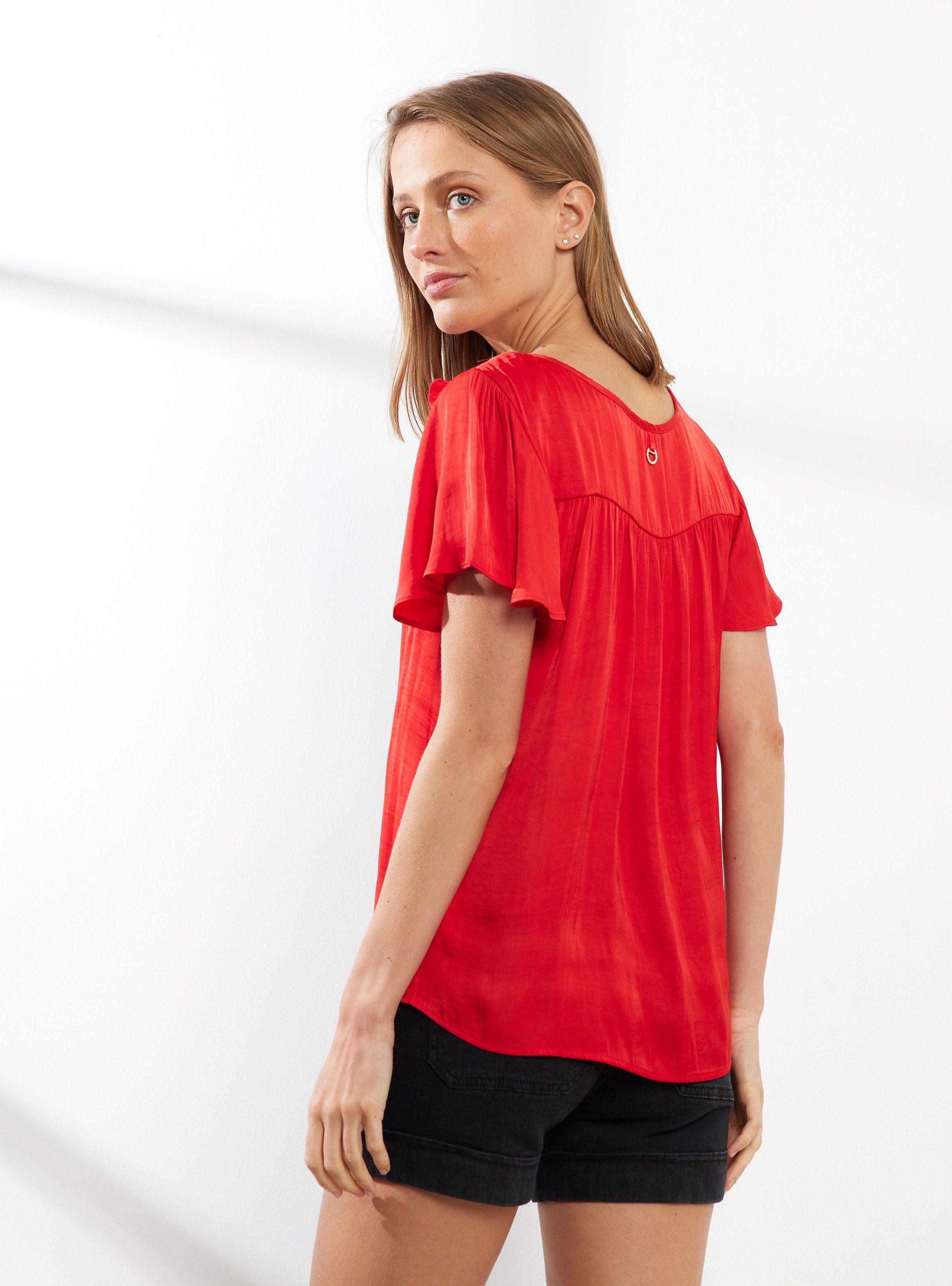 Blusa Satín Fluido Manga Corta-1