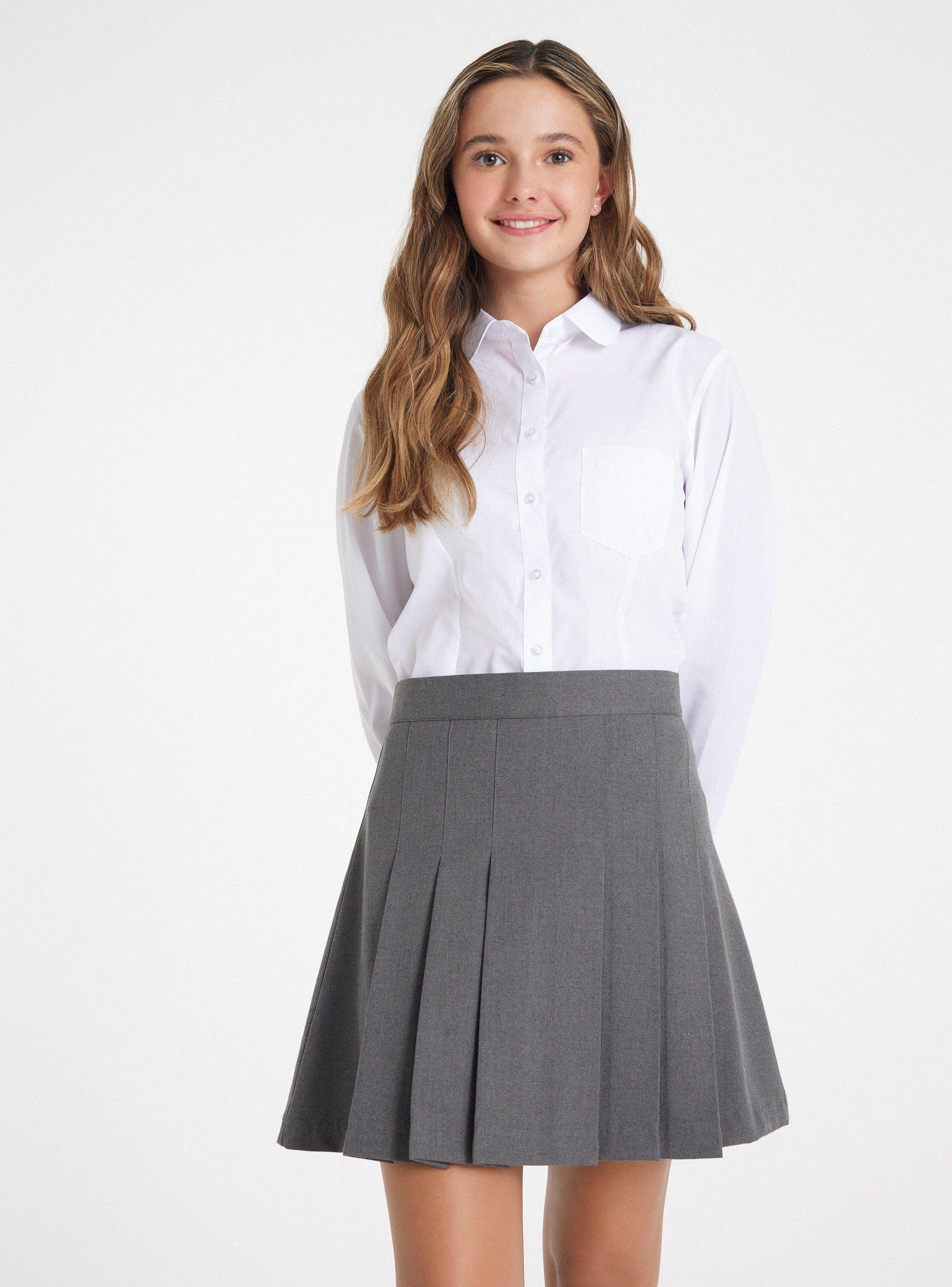 Falda Gris Tableada De 38 A 48-0