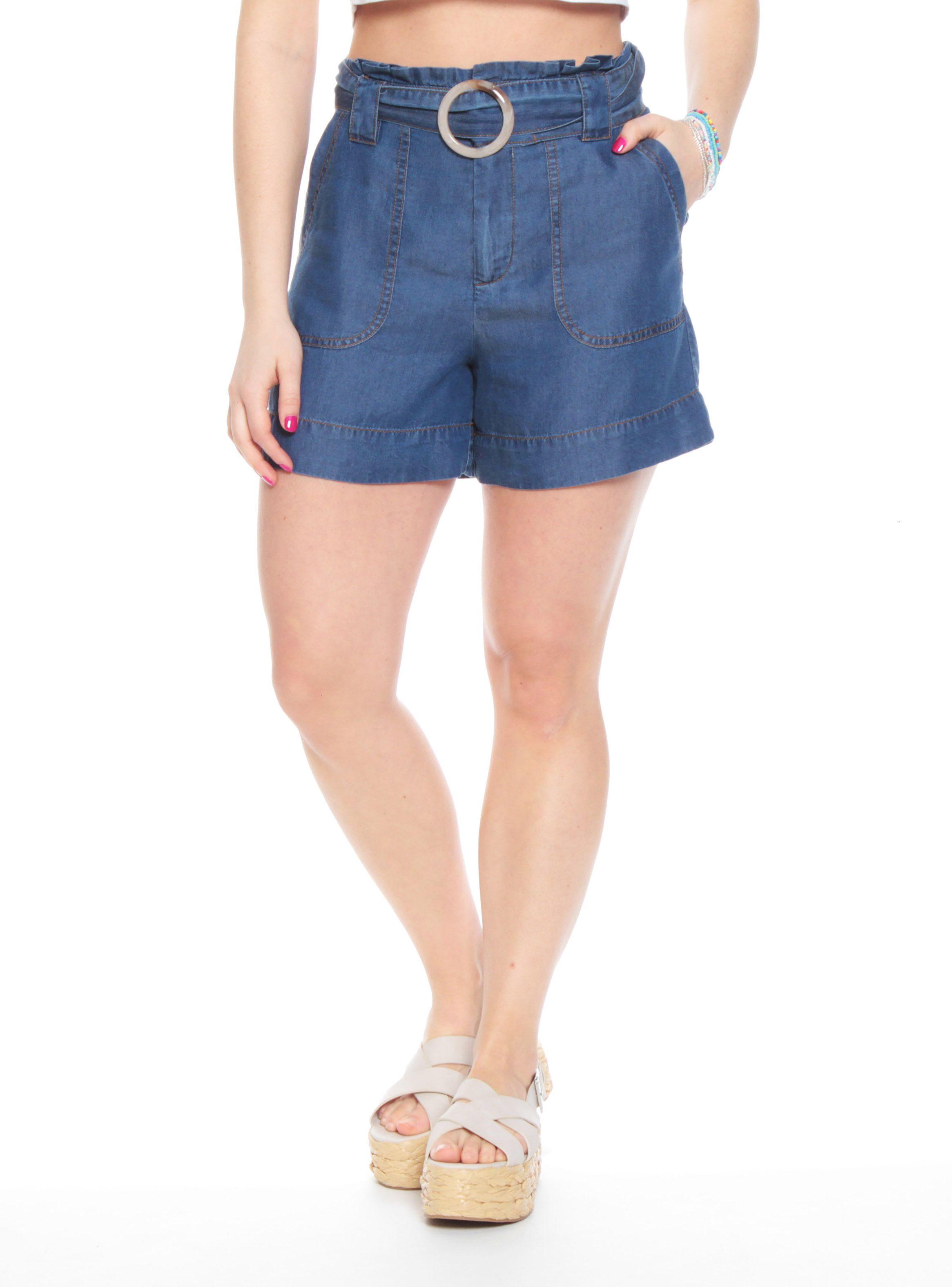 Short Cargo Tiro Alto Cinturón y Hebilla Pretina Paper Bag-0