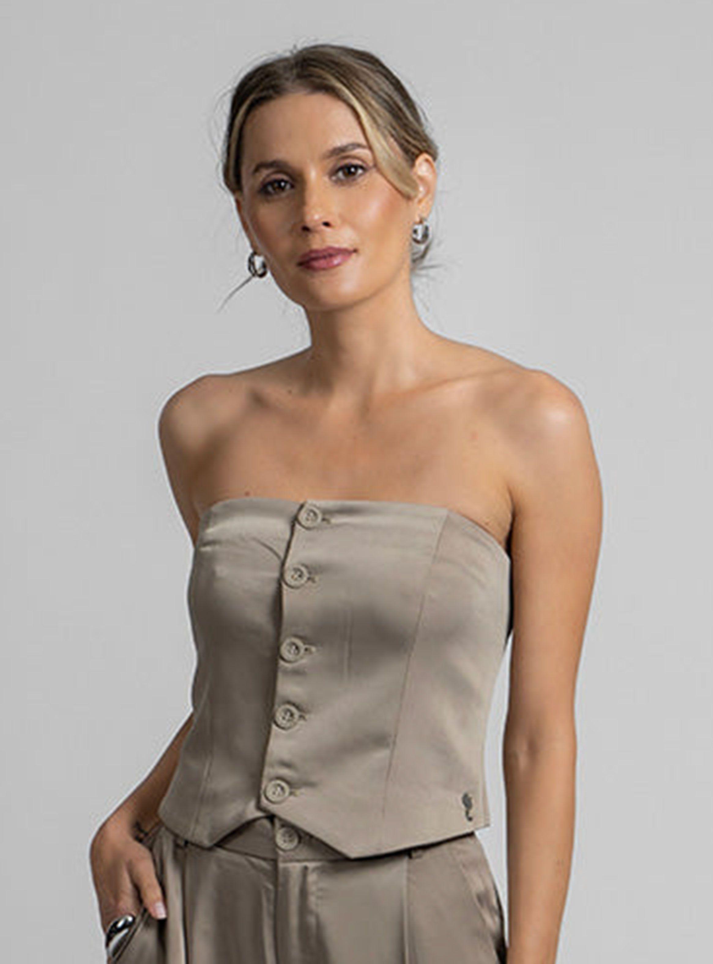 Blusa Vest Suki Satín con Botones-0