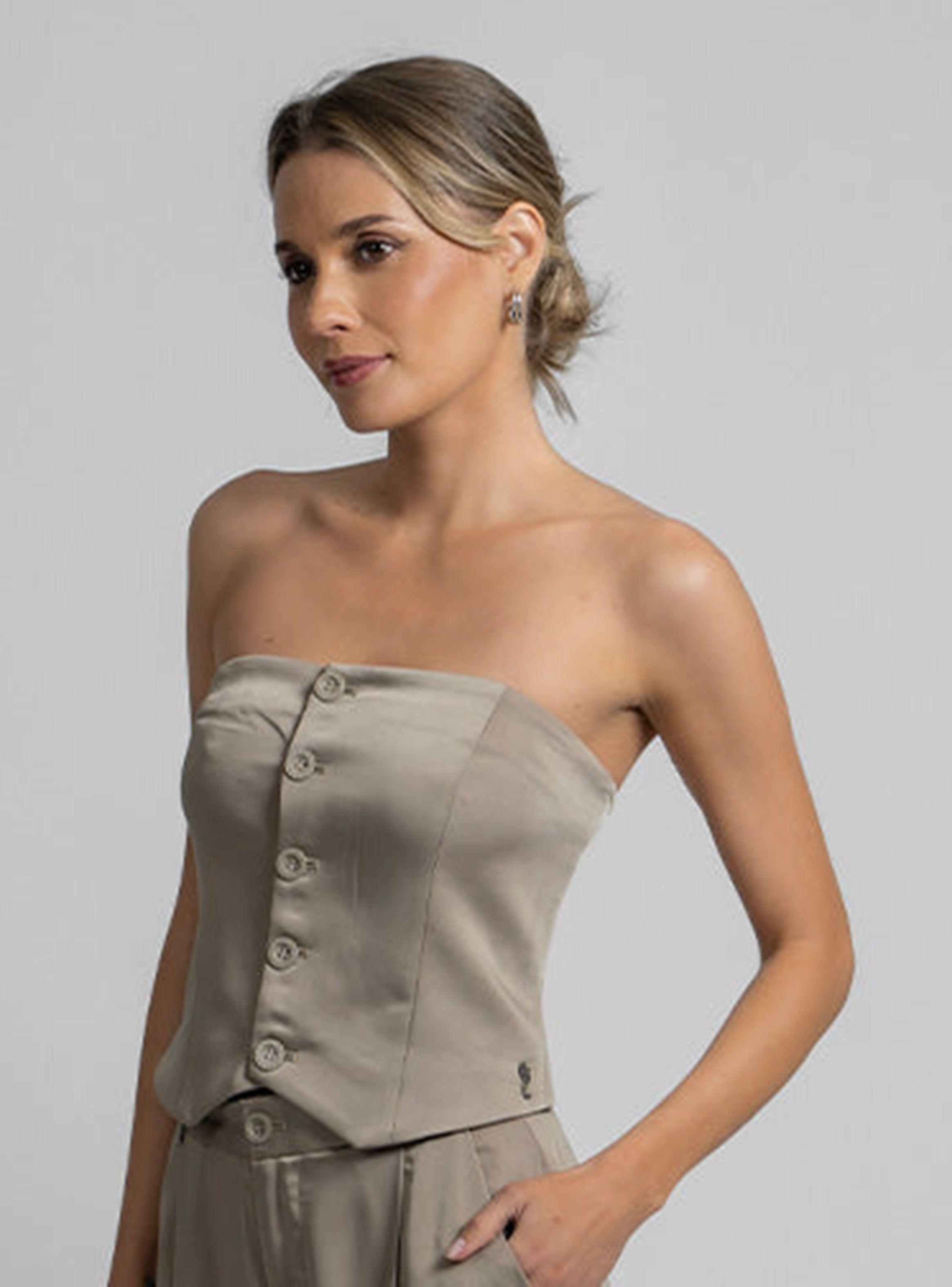 Blusa Vest Suki Satín con Botones-1