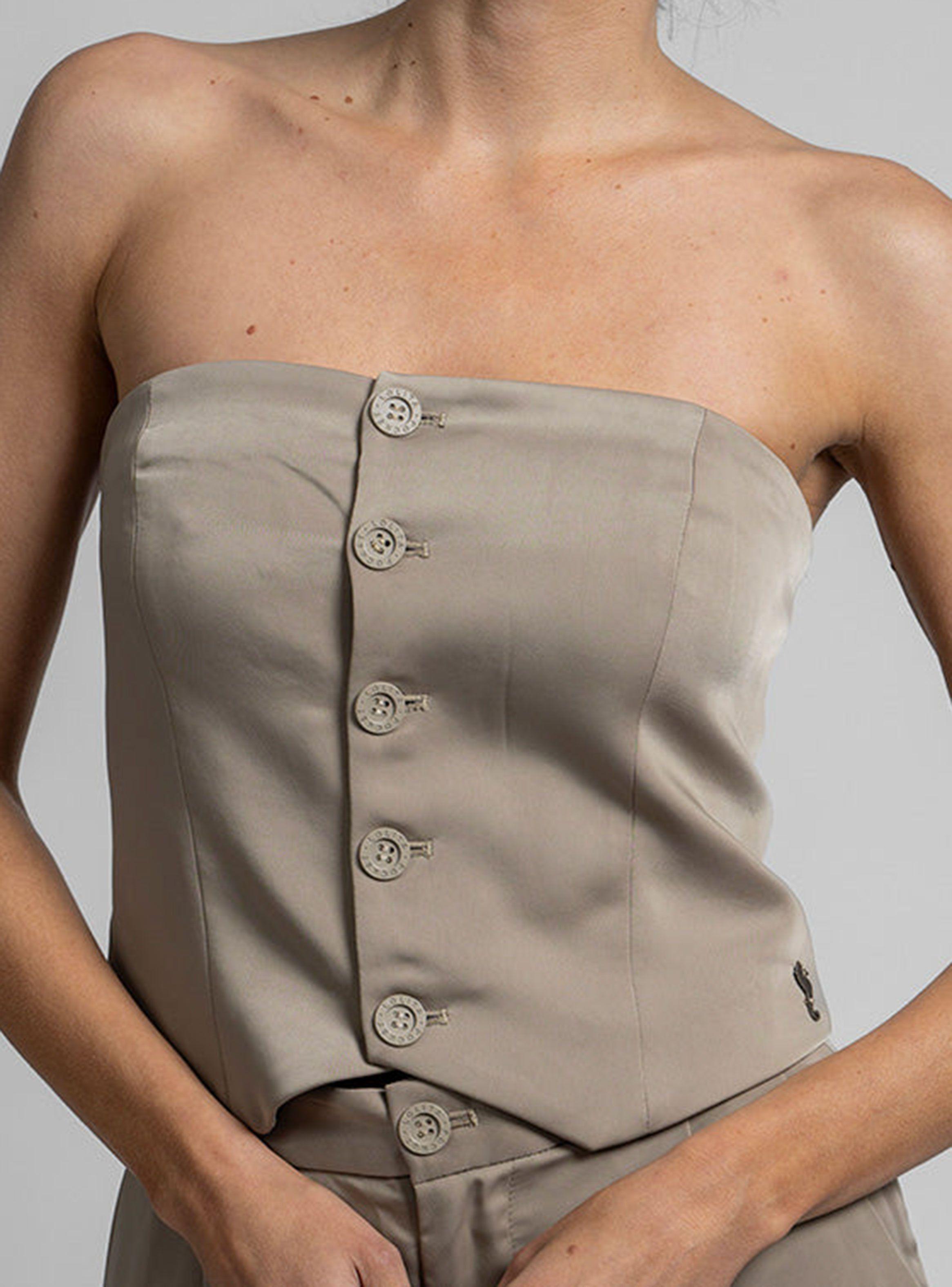 Blusa Vest Suki Satín con Botones-2