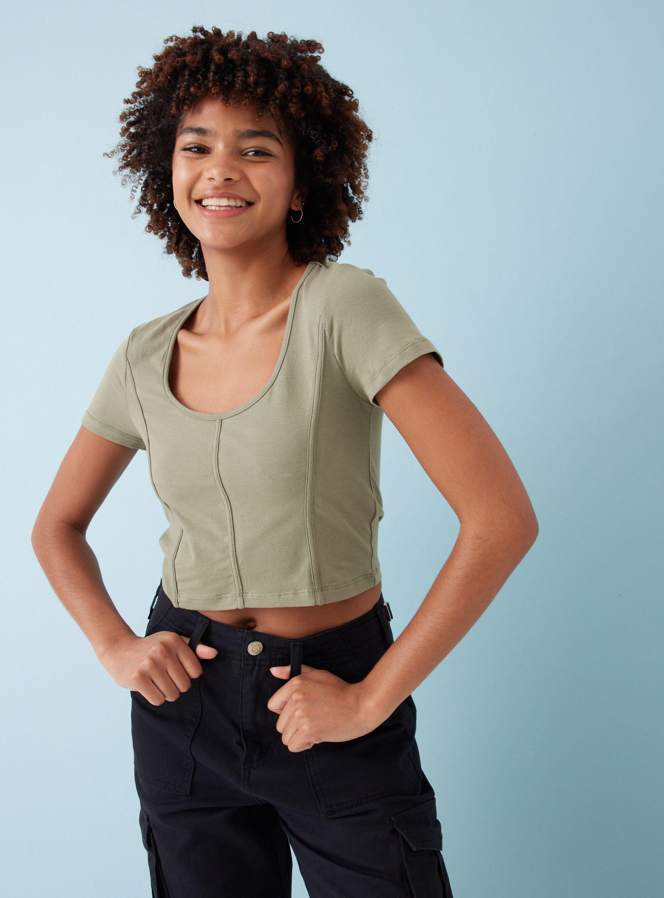 Polera Tipo Corset Manga Corta-0