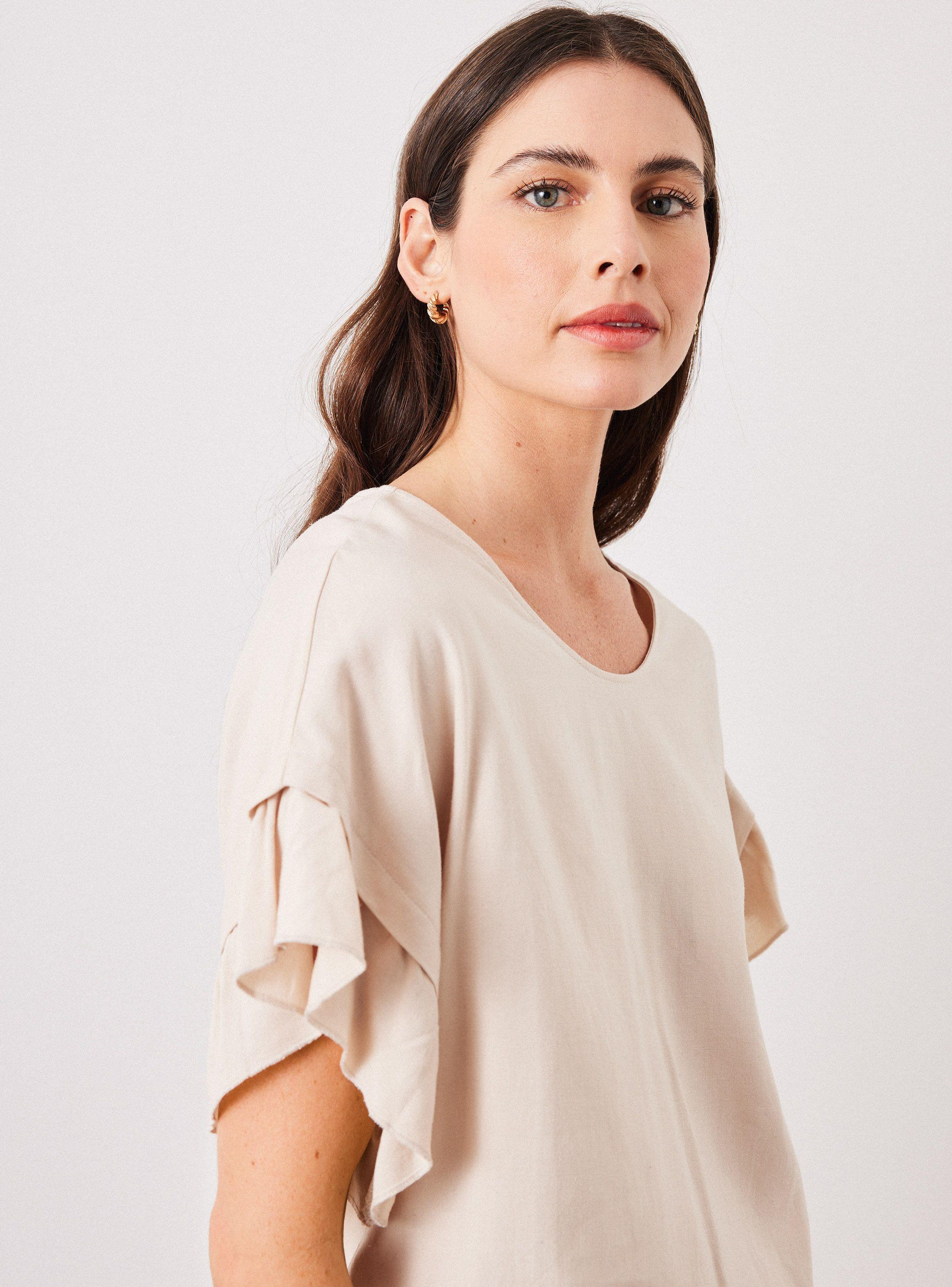 Blusa de Lino con Vuelo en Mangas-2