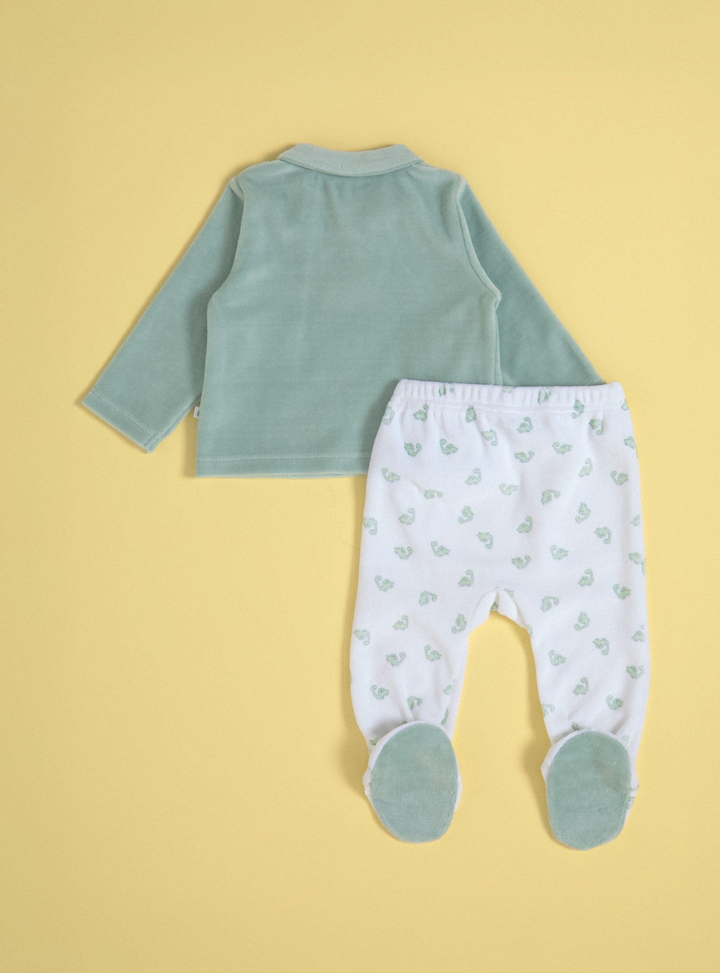 Conjunto de Velour con Aplicación de Dinosaurio-1