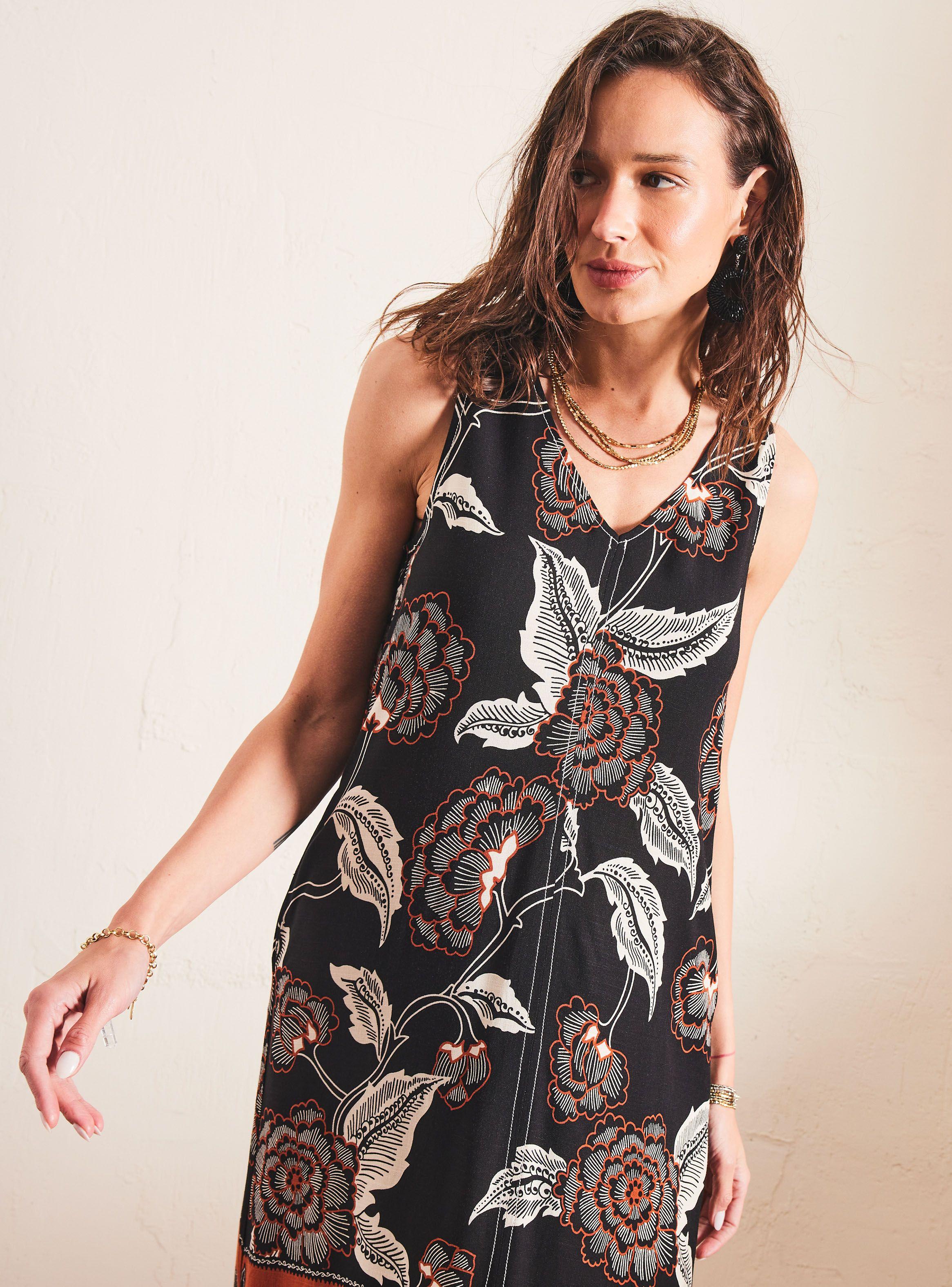 Vestido Estampado con Detalle de Pespuntes-2