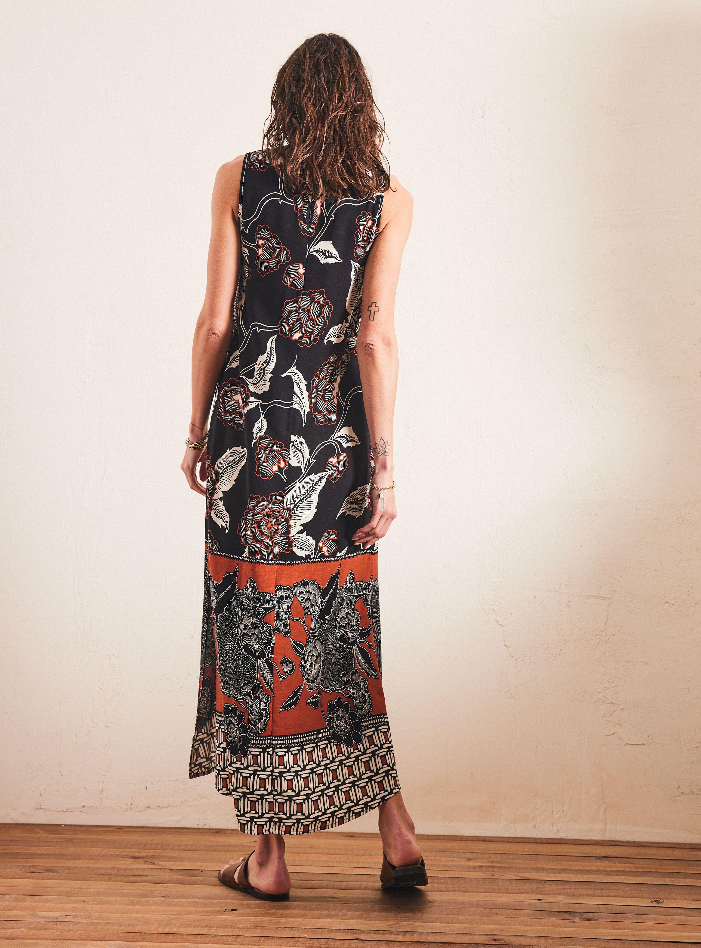 Vestido Estampado con Detalle de Pespuntes-5