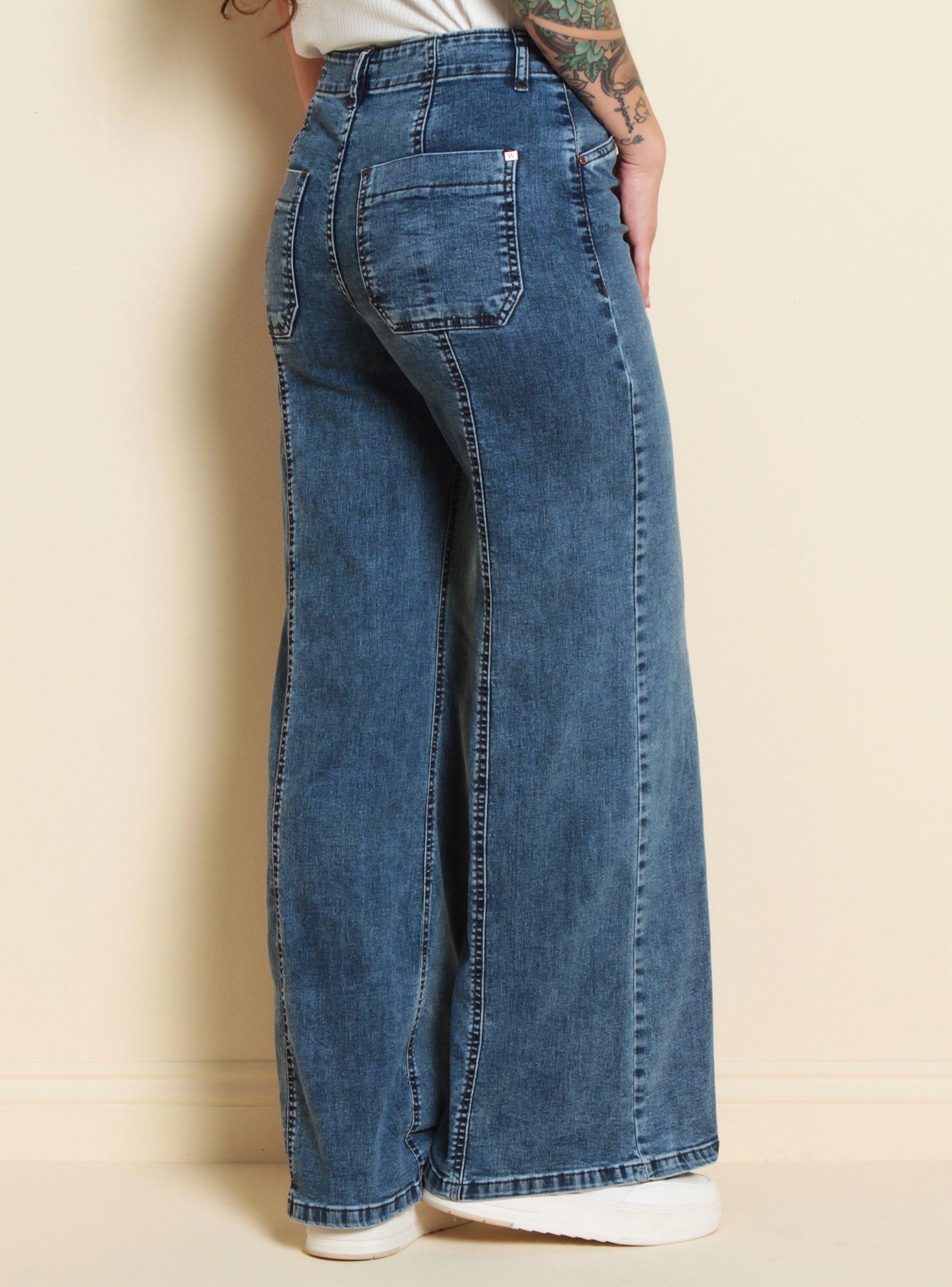 Jeans Diseño Wide Leg Tiro Alto Pretina Interna-1