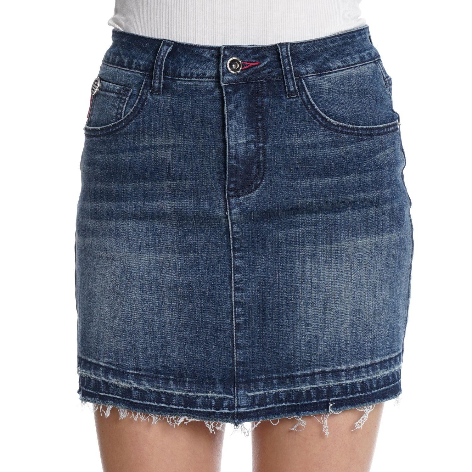 Falda Denim Dark Blue Basta Deconstruida-0