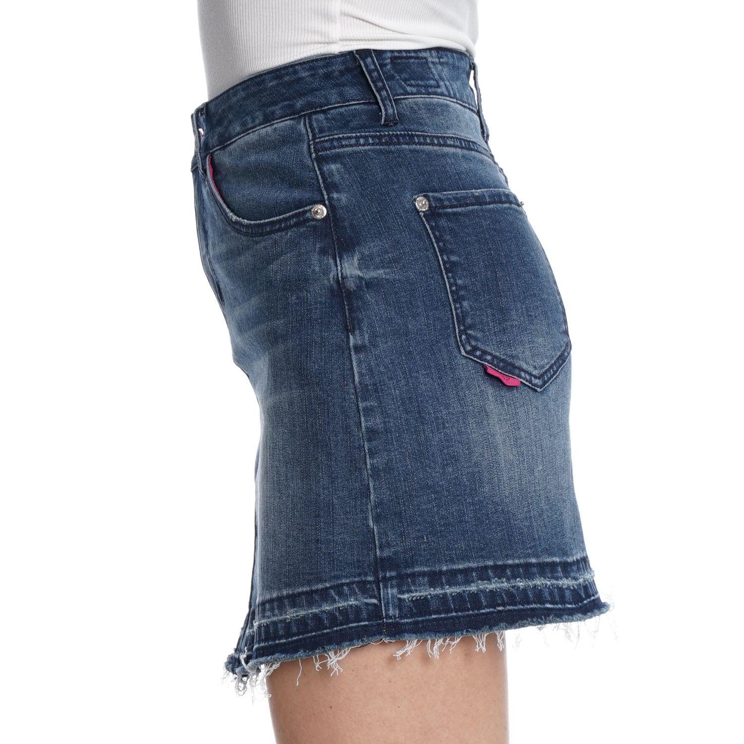Falda Denim Dark Blue Basta Deconstruida-1