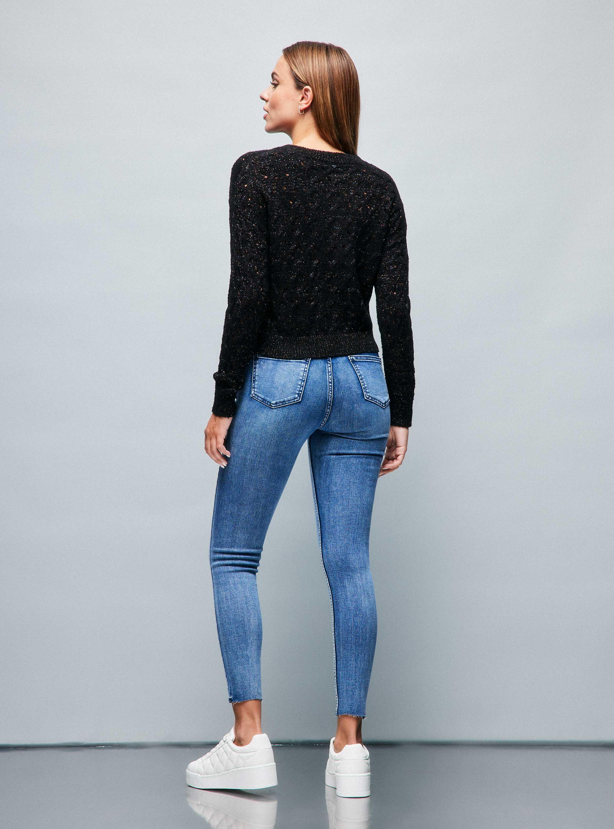 Sweater Punto Calado Trenzado Tejido Metalizado Color-5