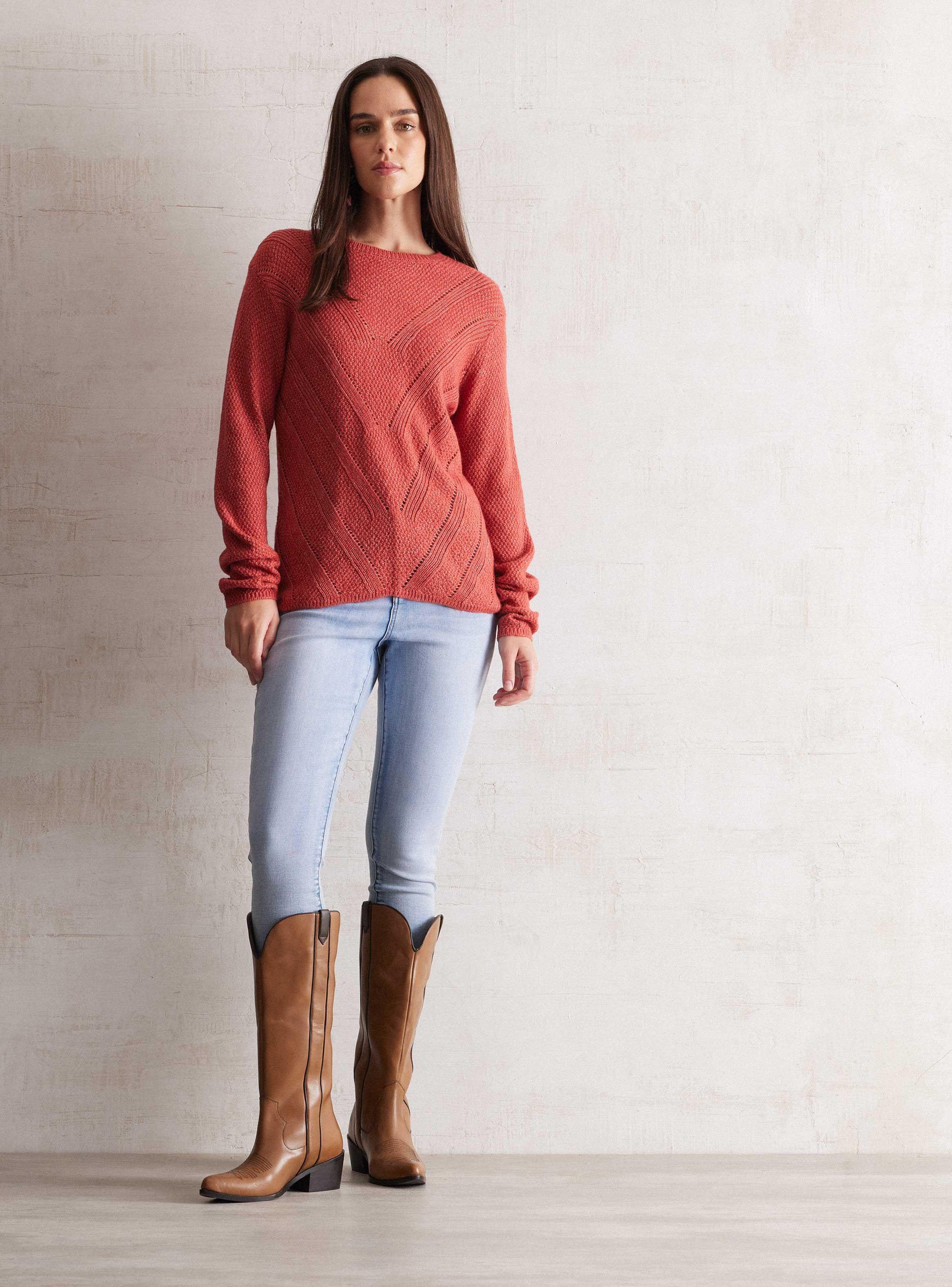 Sweater Jaspeado Con Diseño Textura Frontal-4