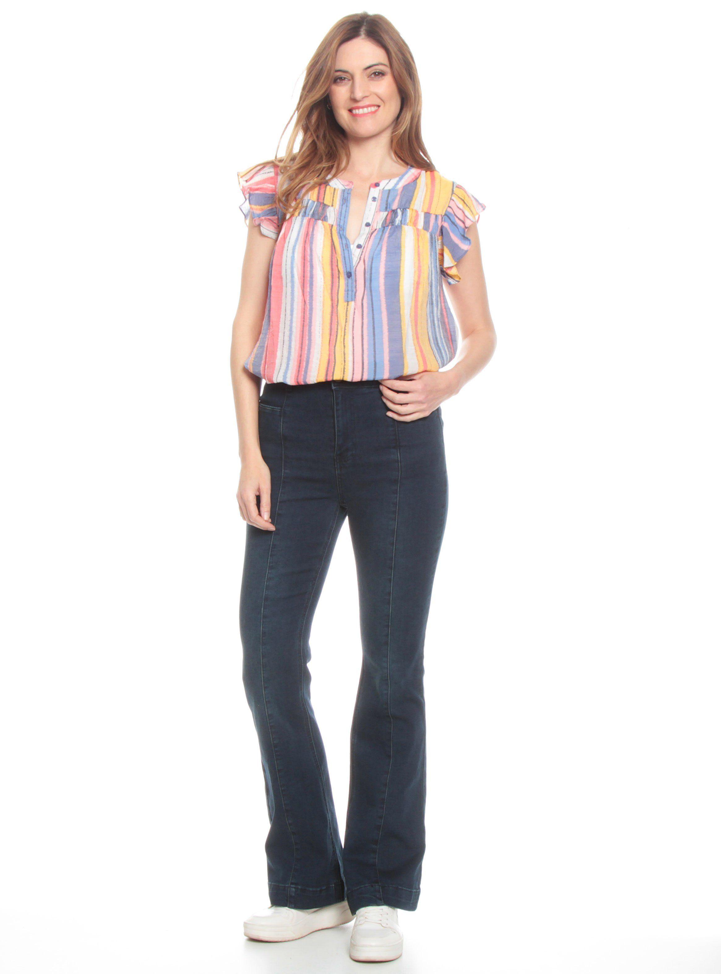 Blusa Estampada Corte Delantero Escote Redondo-3