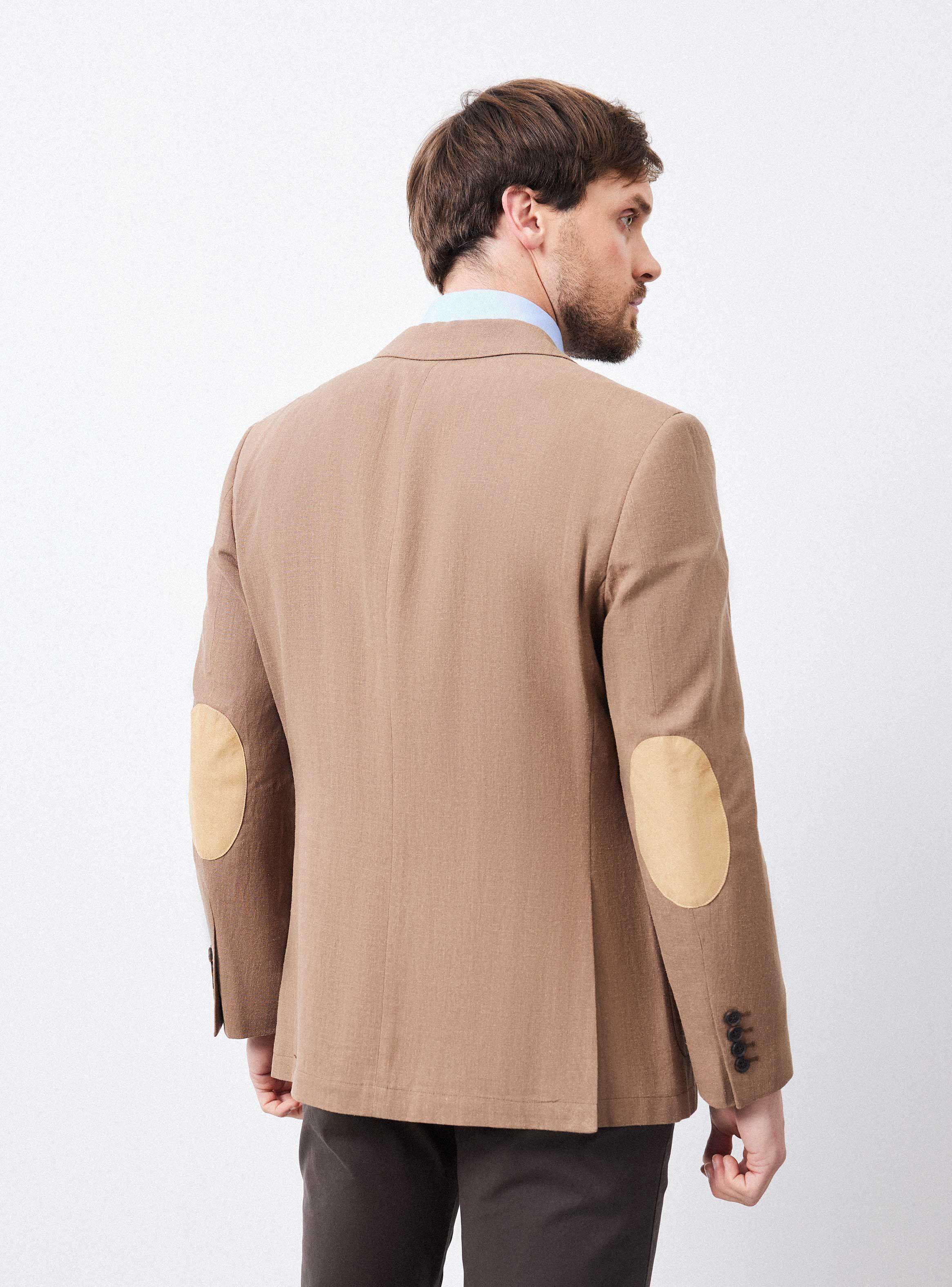 Vestón Recto Slim Fit Tela con Lino Liso-1