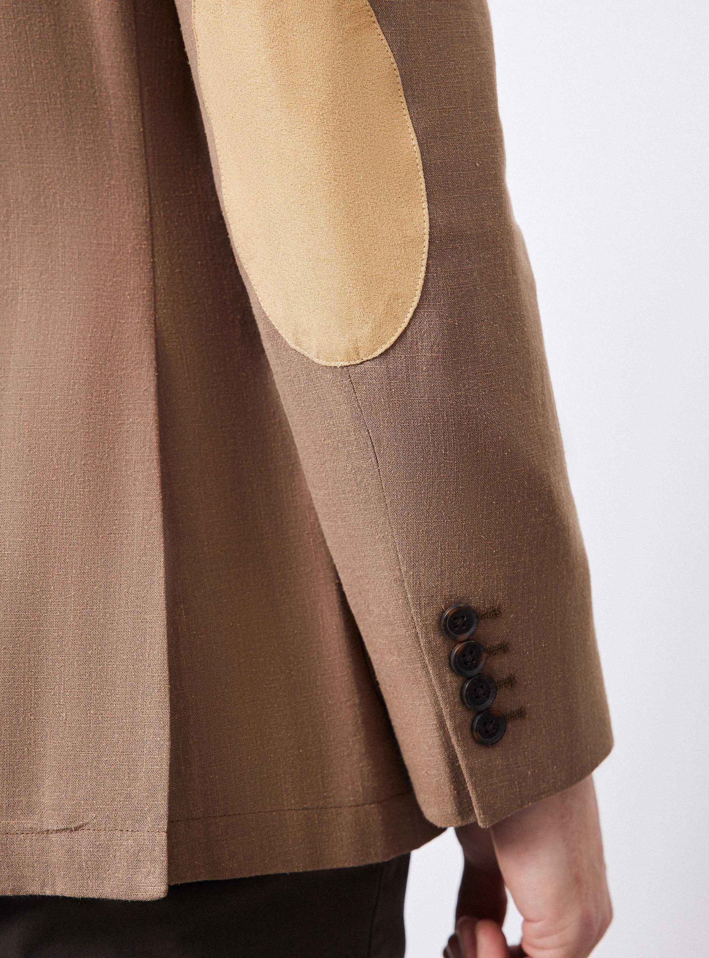 Vestón Recto Slim Fit Tela con Lino Liso-3