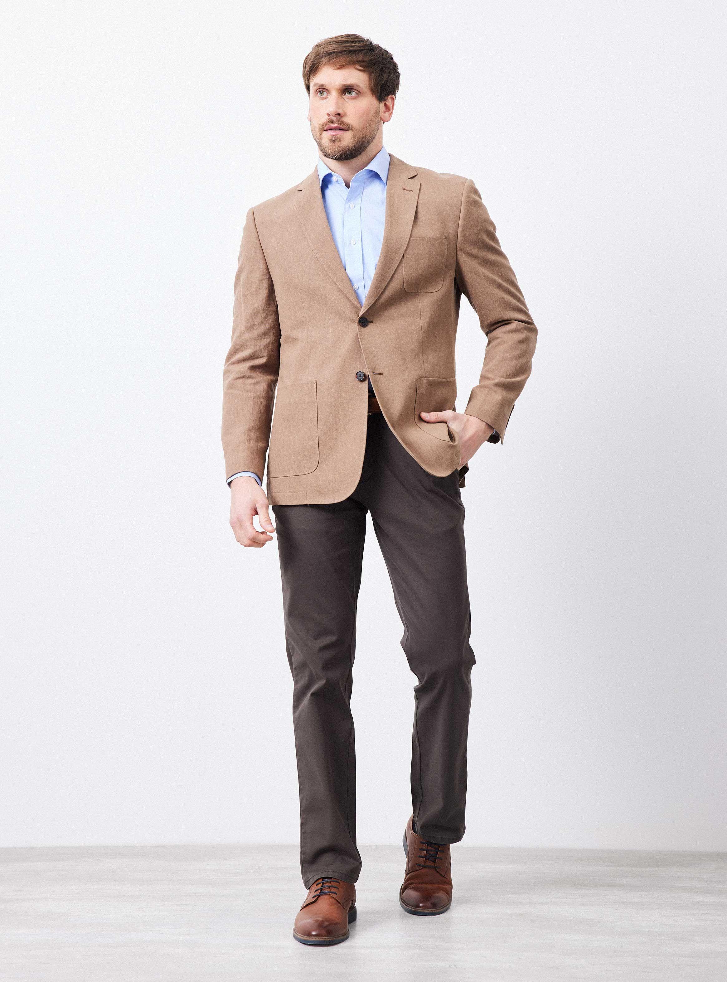 Vestón Recto Slim Fit Tela con Lino Liso-4