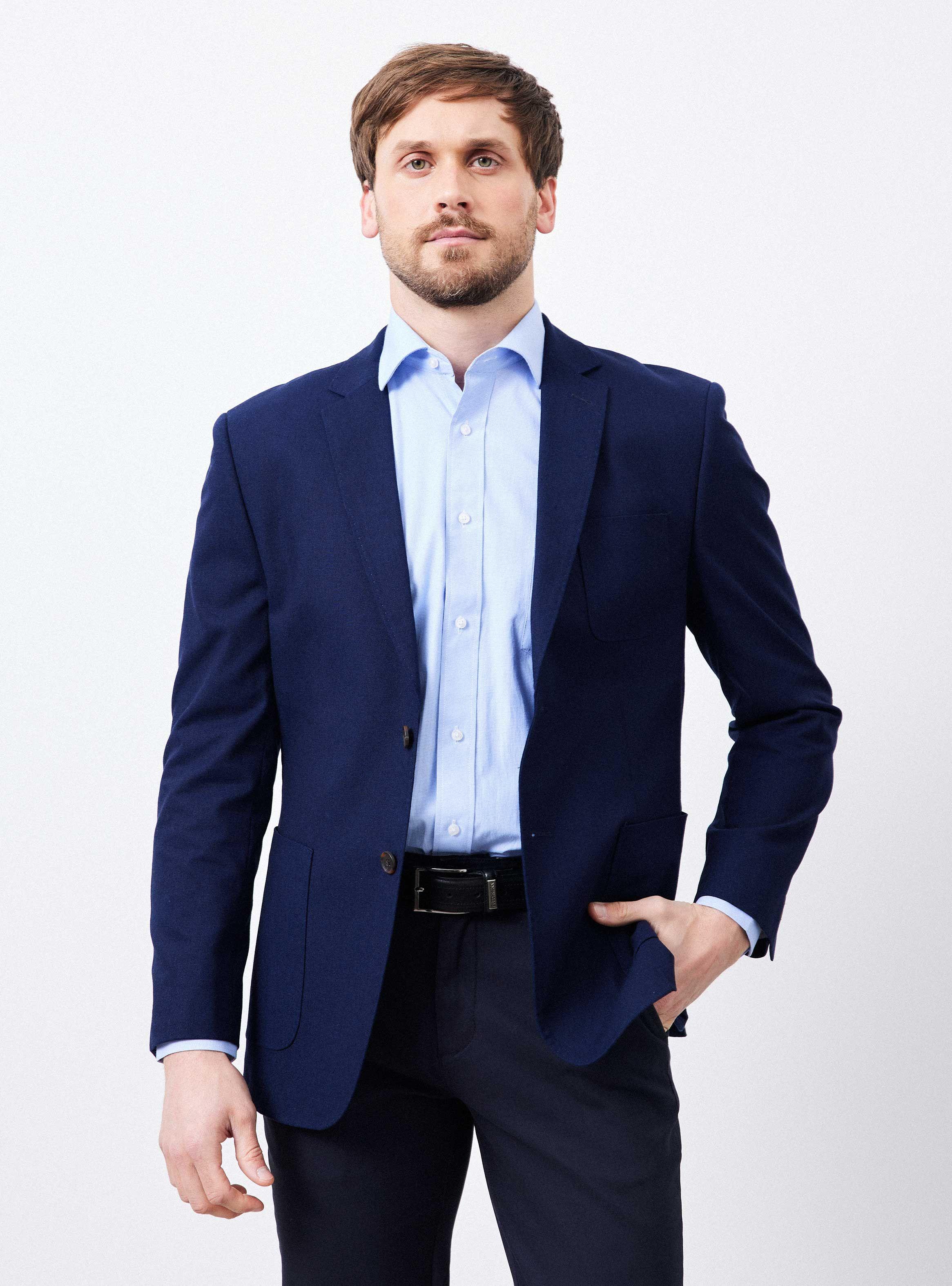 Vestón Recto Slim Fit Tela con Lino Liso-0