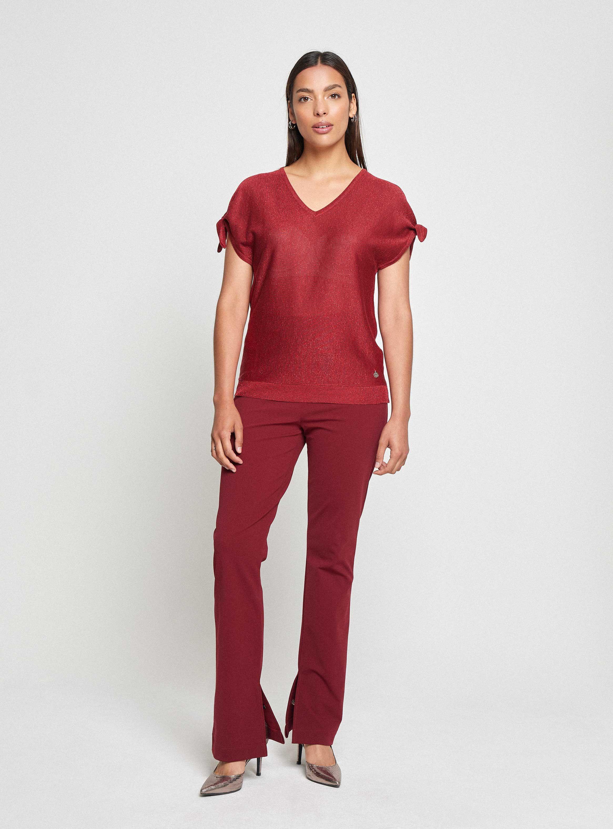 Polera Metalizada Tejida Con Cut Out En Hombros-4