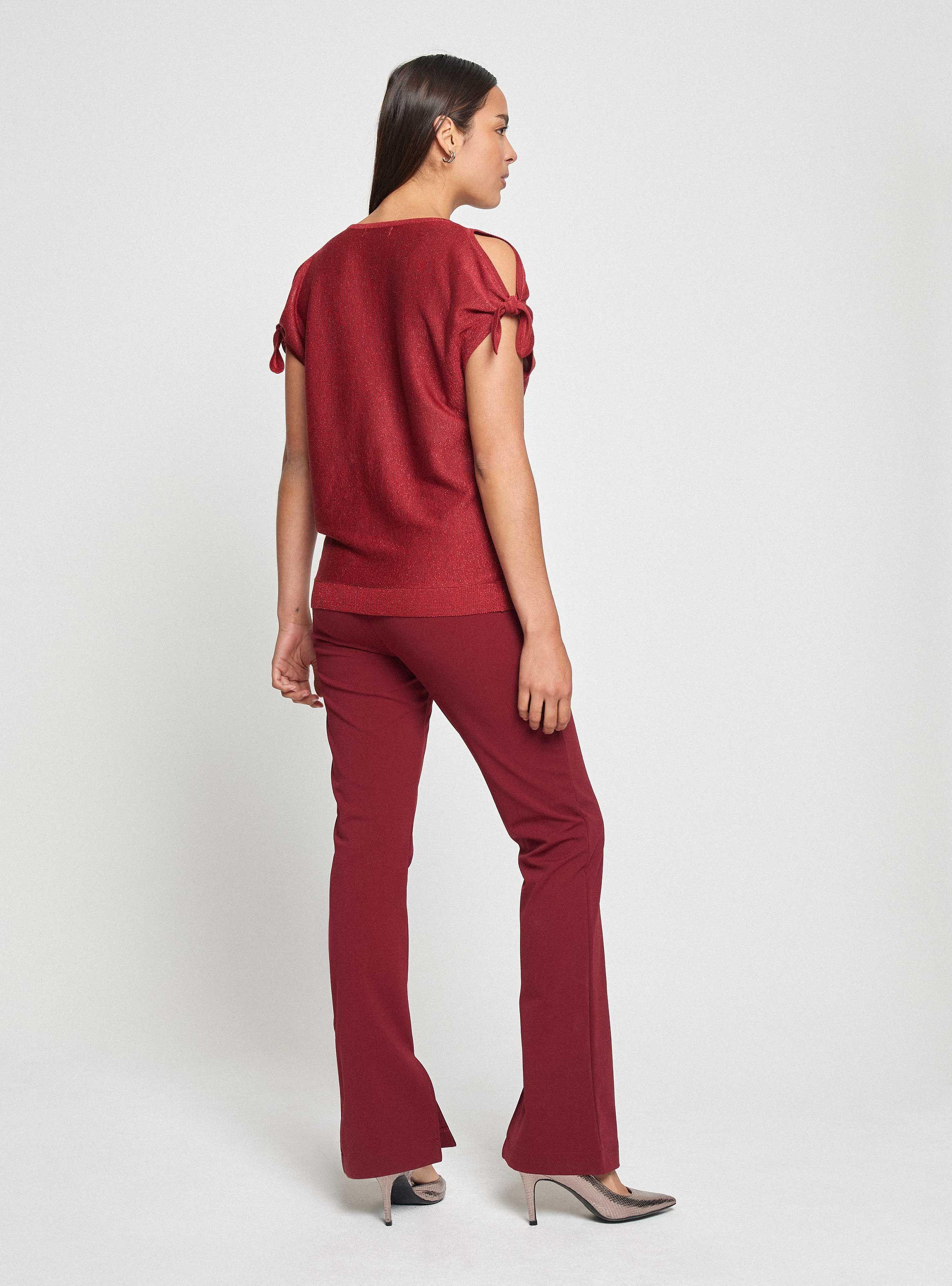 Polera Metalizada Tejida Con Cut Out En Hombros-5