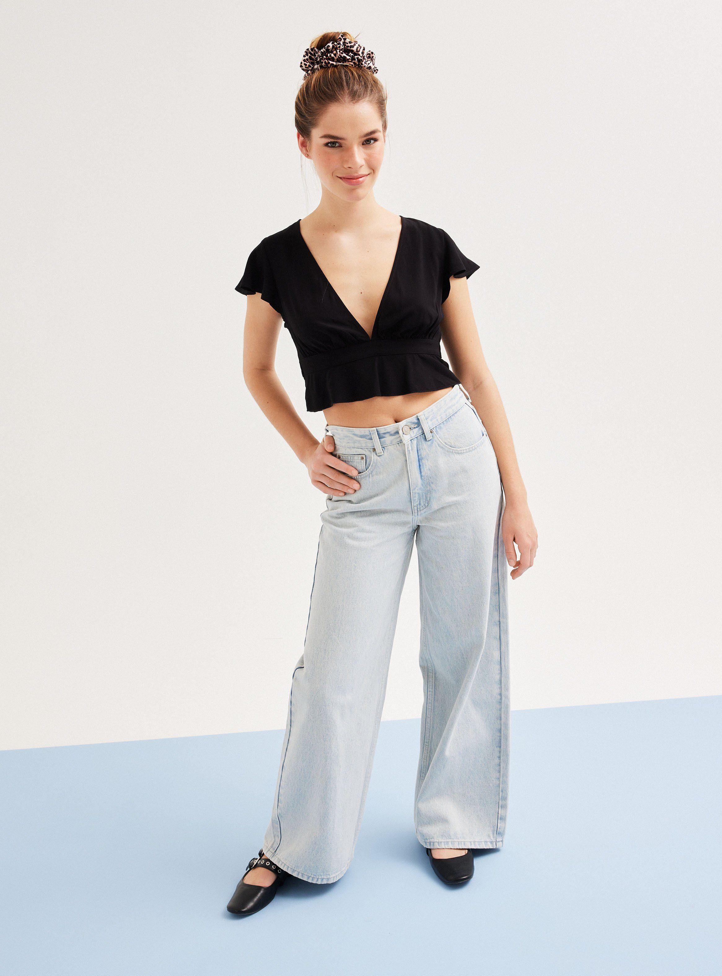 Jeans Fit Puddle Anchos y Tiro Bajo-4