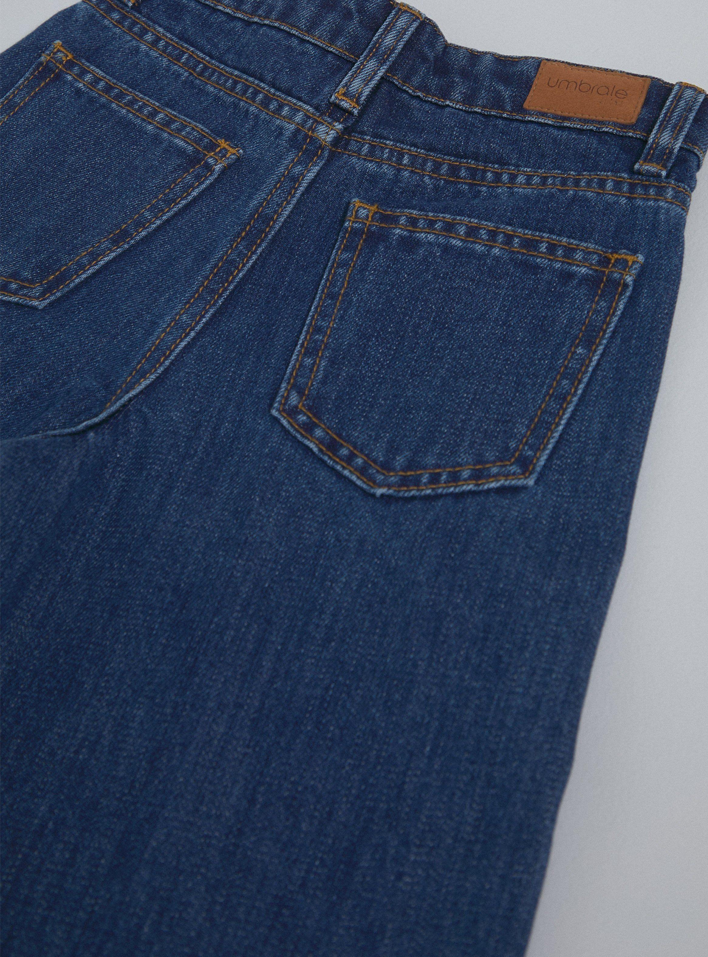 Jeans Paneles de Color con Bordado Pata Ancha-3