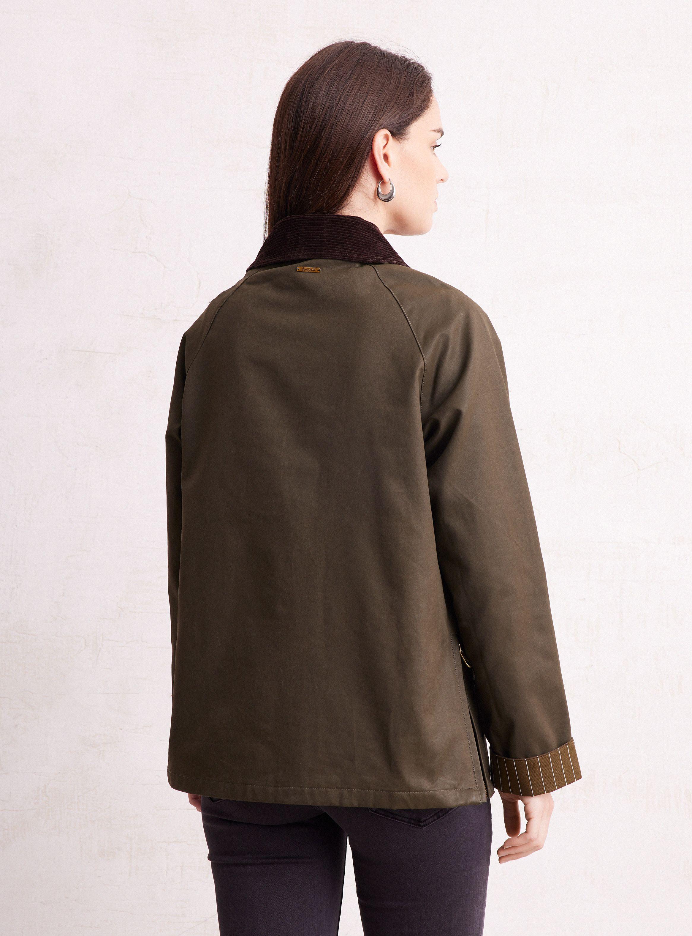 Chaqueta Encerada Cuello Cotelé Y Forro Listado-1